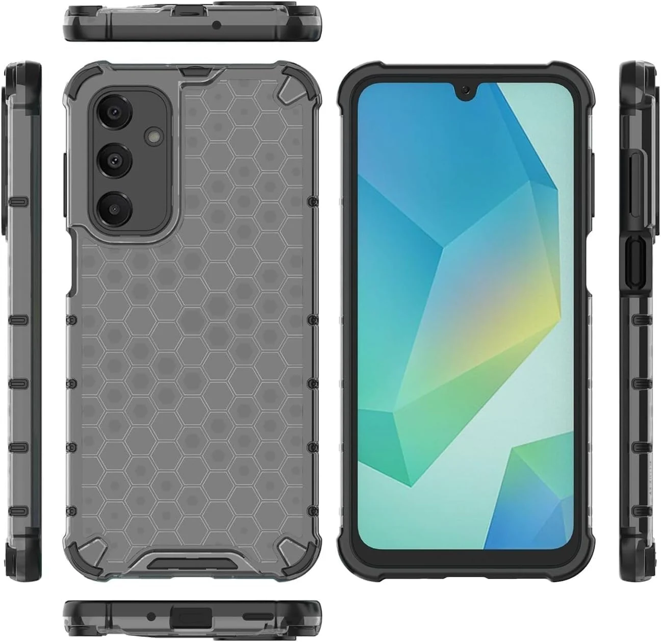 DL3 Mobilak Case For Samsung Galaxy A17 / A26 5G, [Honeycomb Design] Drop Protection, Ultra Thin TPU + PC Transparent Silicone Protective Case, Shockproof Cover - Black