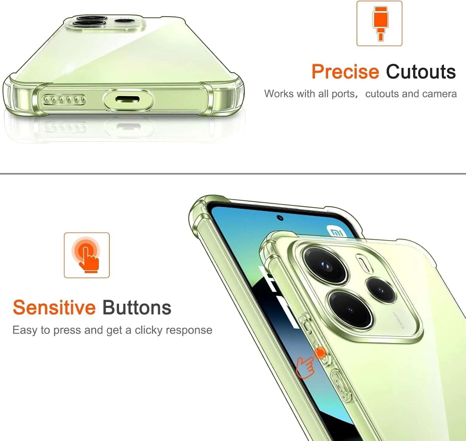 DL3 Mobilak Clear TPU Protective Case for Xiaomi Redmi Note 14 4G with Camera Protection and Shockproof Design - Clear