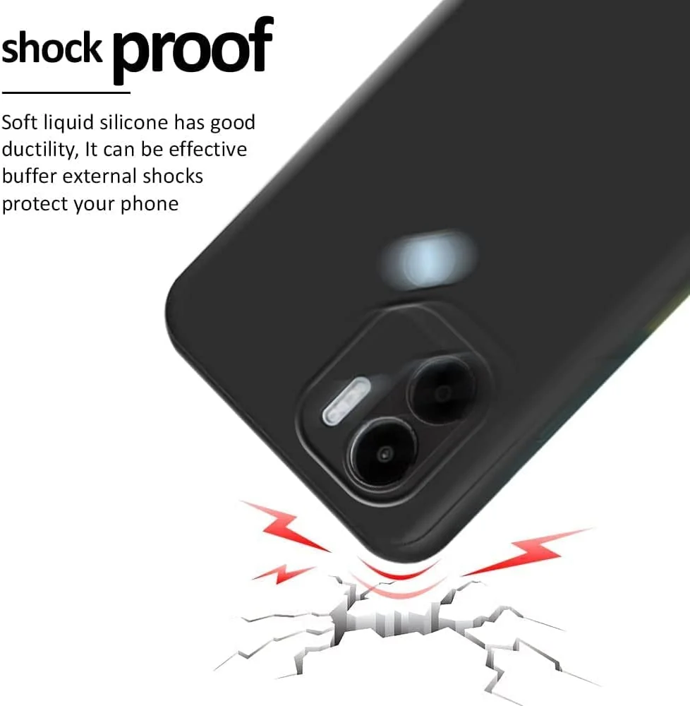 DL3 Mobilak Case For Xiaomi Redmi A1+ A1 Plus 4G, Case Compatible with Liquid Silicone Case Protector Camera Soft TPU Slim Back Cover - Black