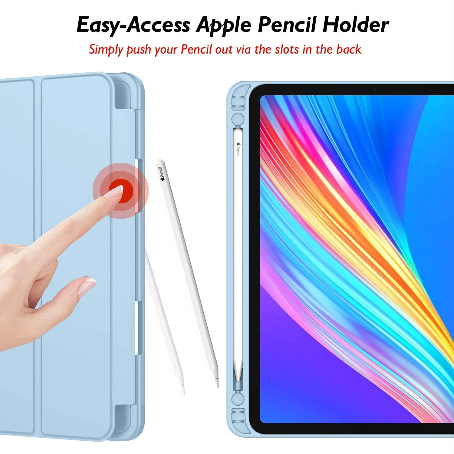 DL3 Mobilak iPad Pro 11 Inch Case 2022(4th Gen)/2021(3rd Gen)/2020(2nd Gen) with Pencil Holder, Smart Case [Support Touch ID and Auto Wake/Sleep] with Auto 2nd Gen Pencil Charging - Sky Blue