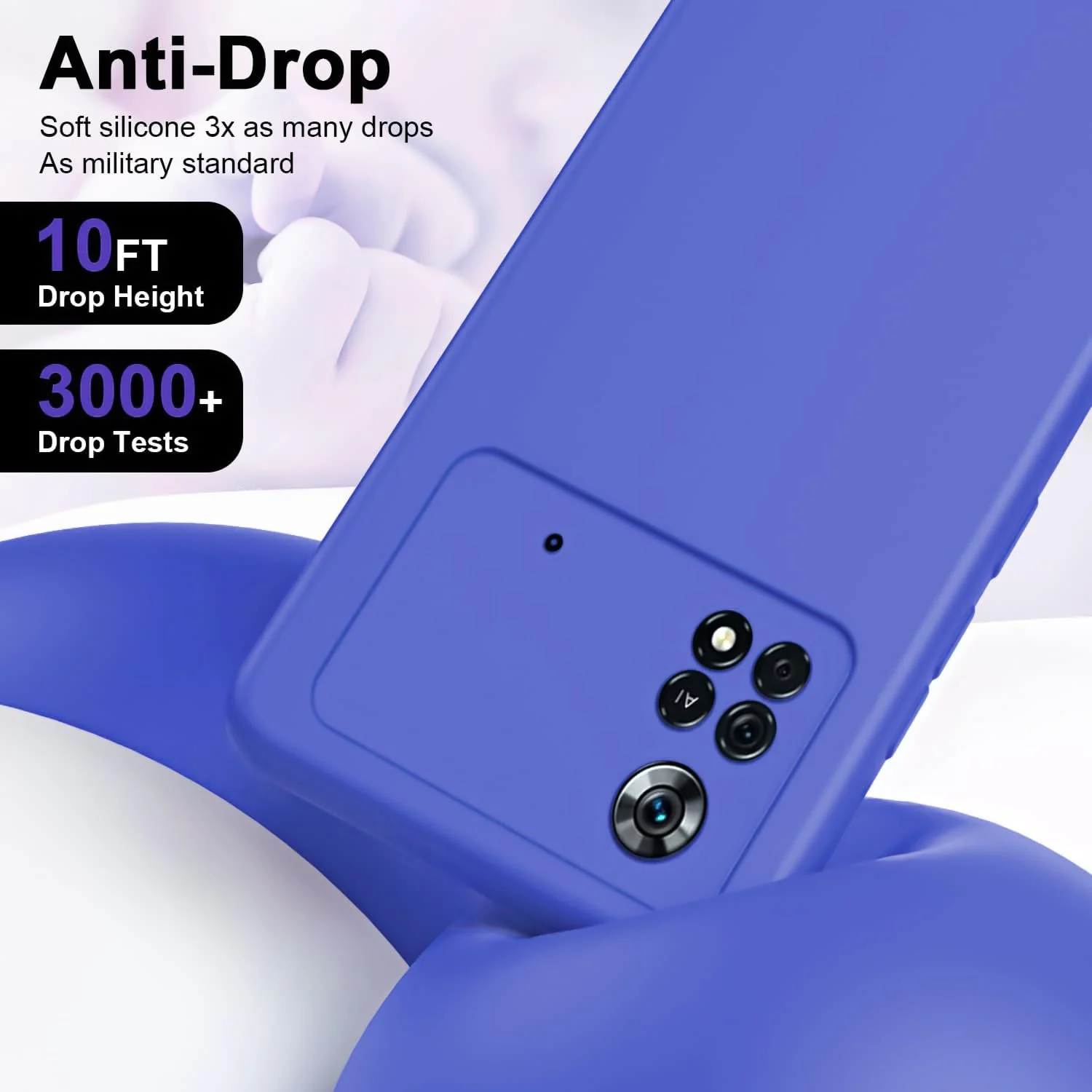 DL3 Mobilak Liquid Silicone Protective Case with Soft Microfiber Lining with Full Camera Protection for Xiaomi Poco X4 Pro 5G - Light Blue
