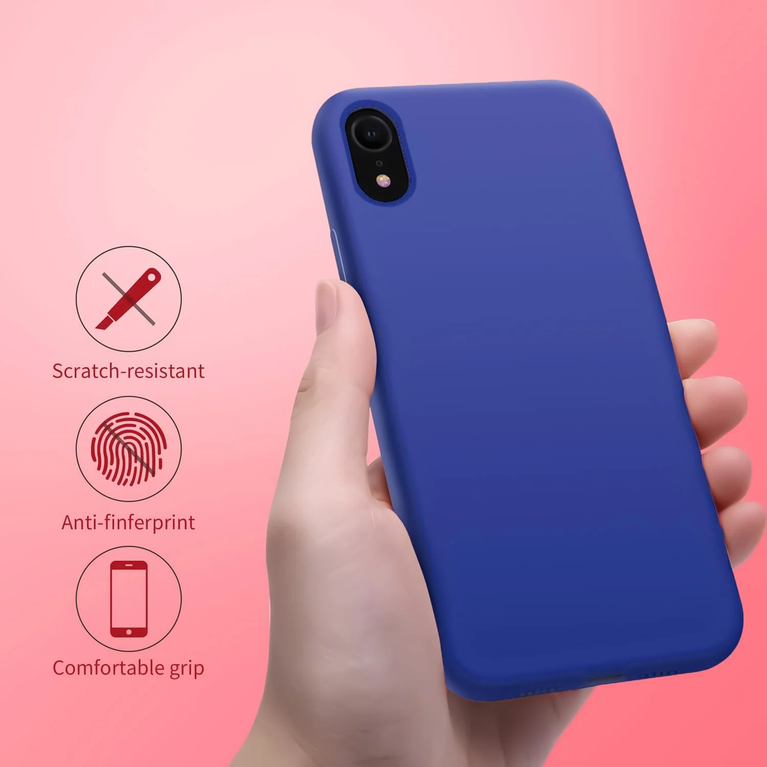 DL3 Mobilak Liquid Silicone Protective Case for iPhone XR with Camera Protection and Microfiber Lining - Pepsi