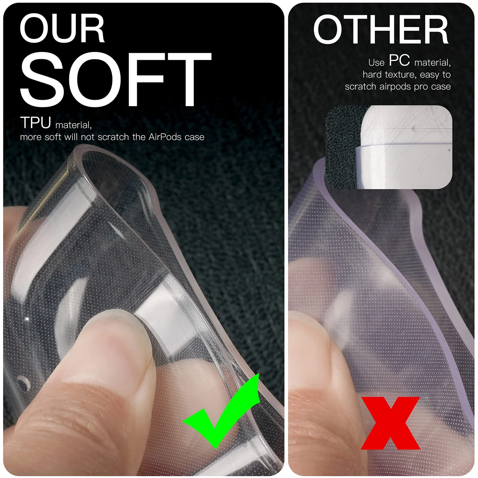 DL3 Mobilak AirPods Pro 2nd/1st Generation Case Soft TPU Protective Cover [Front LED Visible][Anti-Yellowing], TPC Protective Case With Lanyard, Case For AirPod Pro 2/1, Wireless Charging - Clear