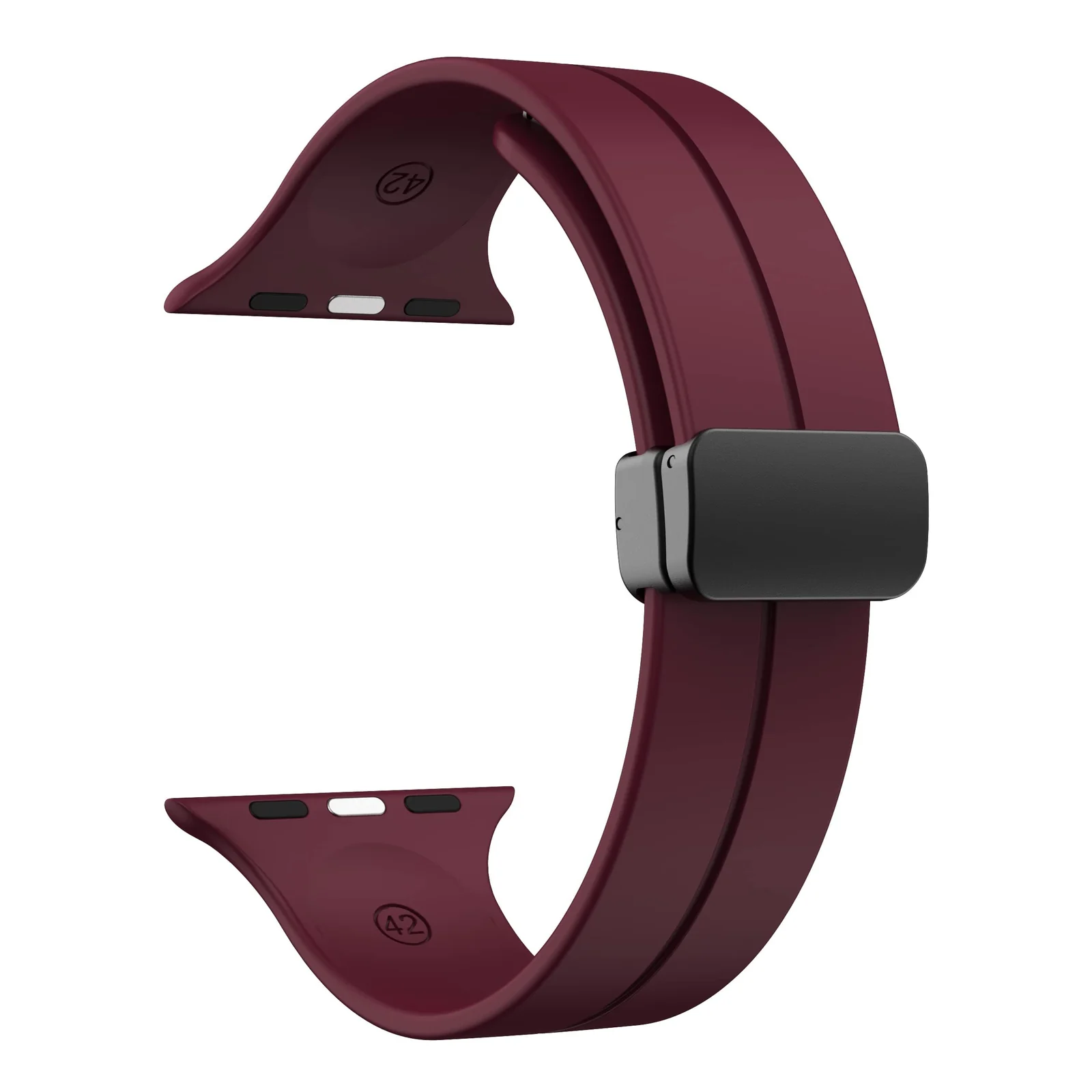 DL3 Mobilak Magnetic Bands for Apple Watch Ultra/Ultra 2 Band 49mm 45mm 44mm 42mm 41mm 40mm 38mm, Soft Sport Silicone Strap for iwatch Series 9/8/7/6/5/4 (Wine Red, 42mm/44mm/45mm/49mm), unisex-adult - Black