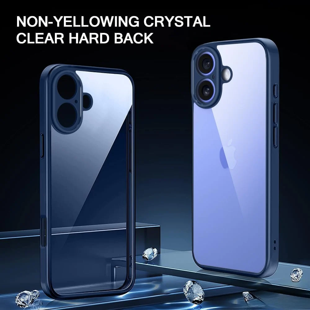 DL3 Mobilak Compatible with iPhone 16+ Plus 6.7-Inch Case Transparent, Military-Grade Shockproof Anti-Yellowing, Slim Protective Phone Case Full Bumper Cover With Camera Protective - Blue