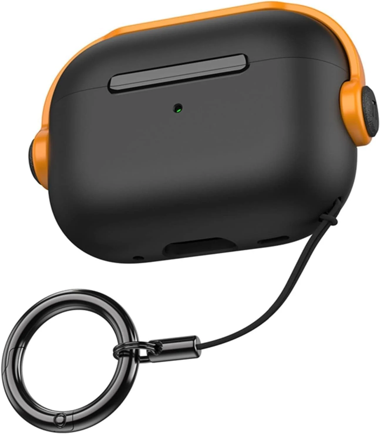 DL3 Mobilak Case for Apple AirPods 4 [With Closure Lid] [Front LED Visible] [With Wrist Strap] Skin Case Compatible with AirPods 4(2024) - Black Yellow