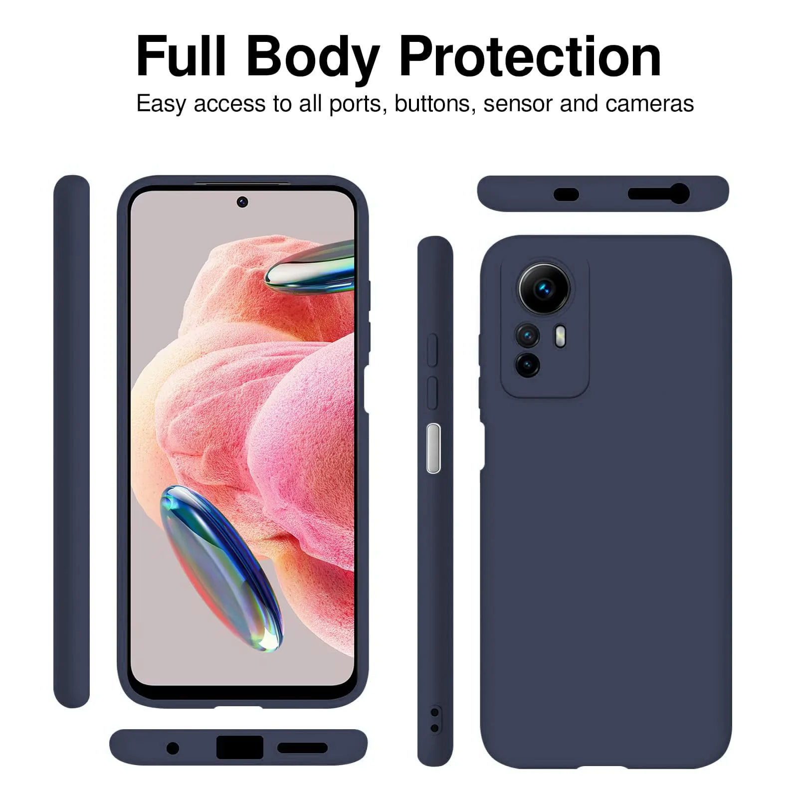 DL3 Mobilak Liquid Silicone Case for Xiaomi Redmi Note 12S, Shock-absorbing protection, Scratch-resistant surface, Soft microfiber lining - Midnight Blue