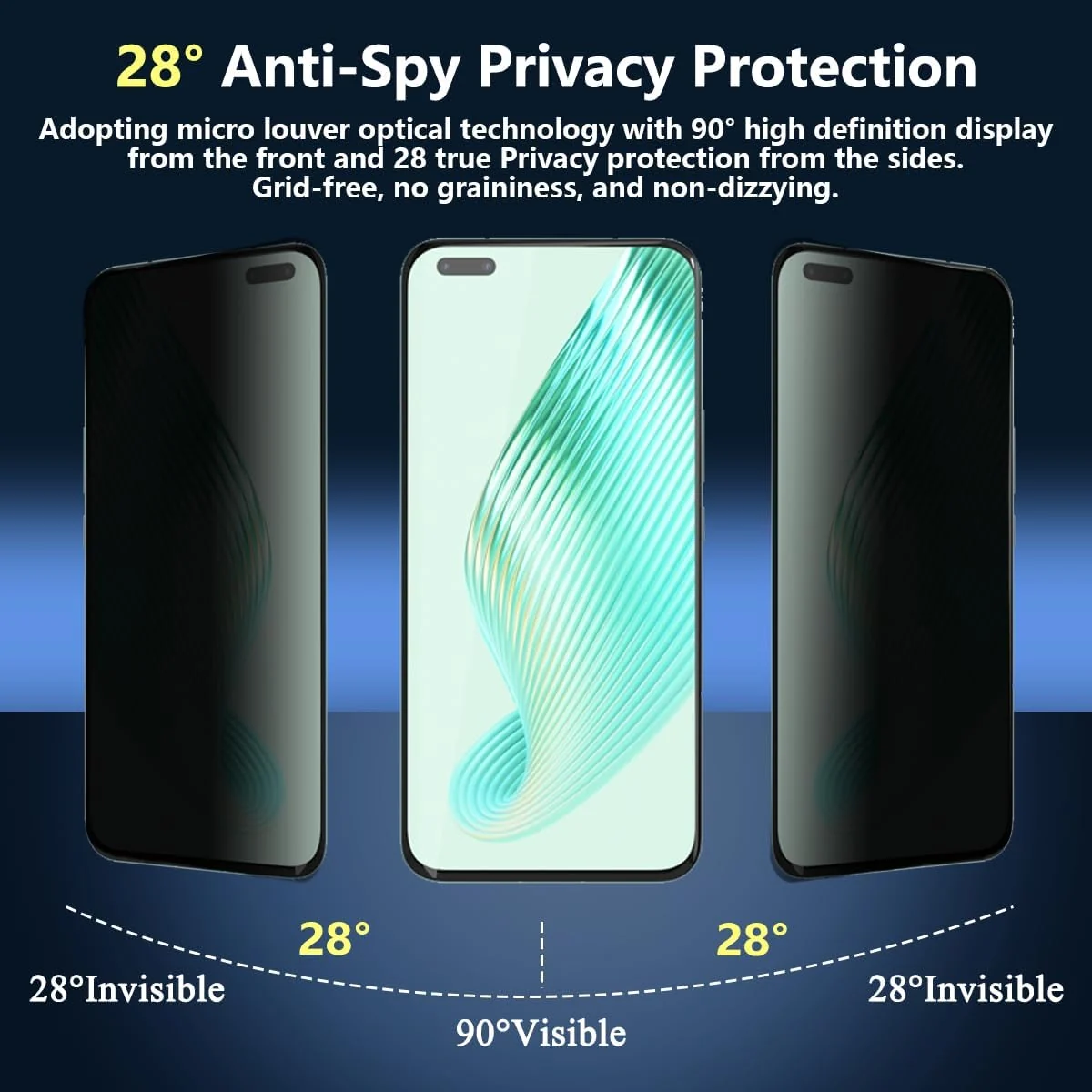 DL3 Mobilak Screen Protector for Honor Magic 5 Pro UV Glass Fingerprint Reader Support 3D Curved Anti-Spy Tempered Glass Screen Protector - Privacy