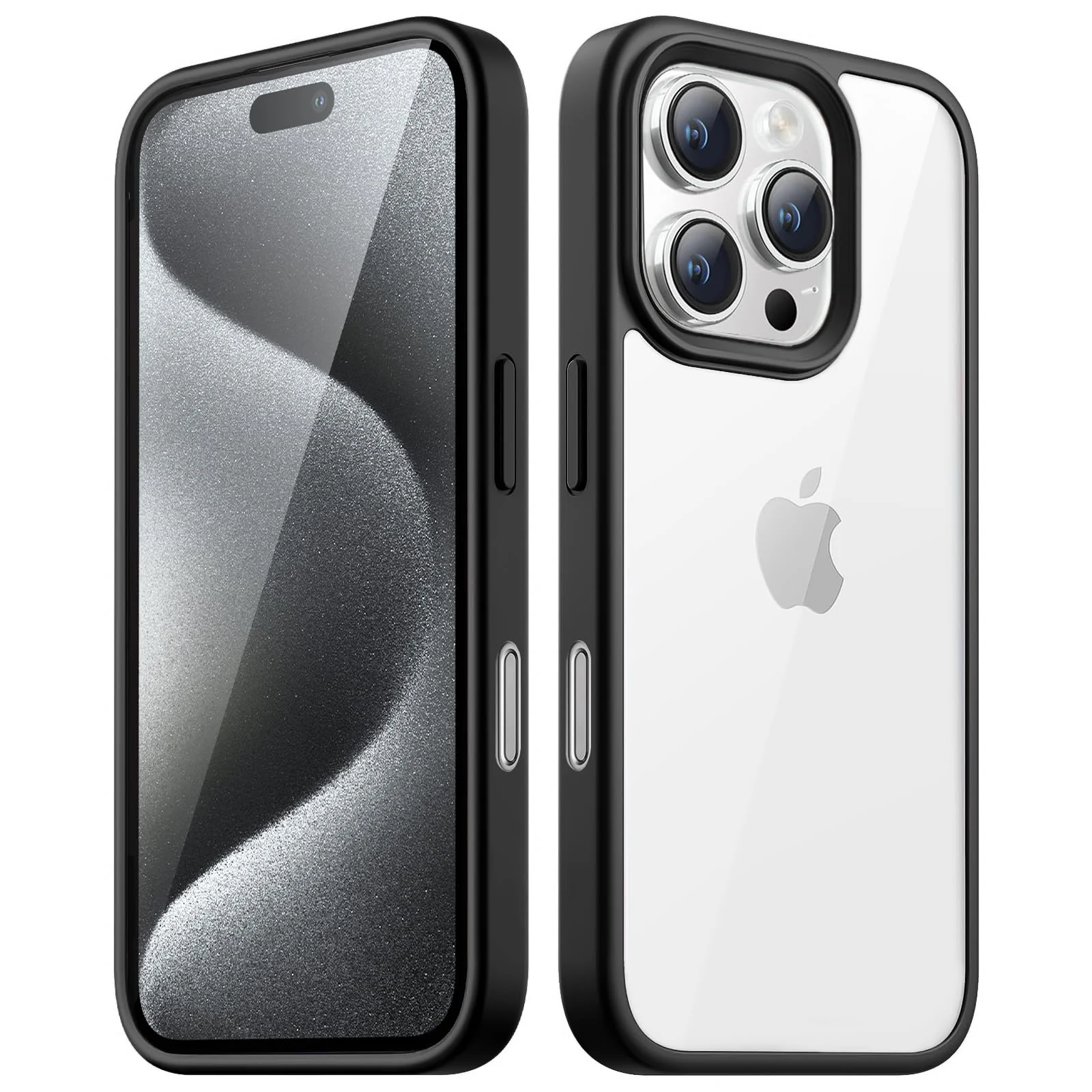 DL3 Mobilak Clear TPU Case for iPhone 16 Pro Max 6.9-Inch, Supports wireless charging, Shock-absorbing protection, Anti-fingerprint finish - Black