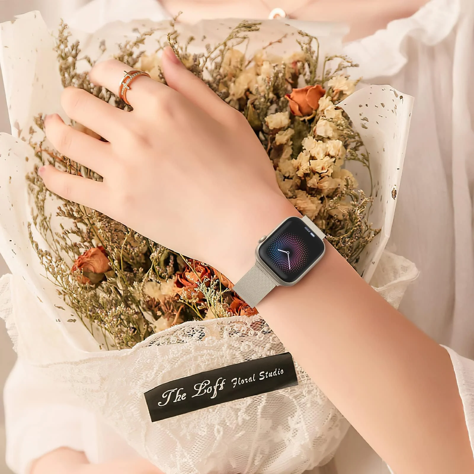 DL3 MOBILAK Milanese Loop Compatible With Apple Watch 38mm 40mm 41mm 42mm(Series 11 10), Stainless Steel Mesh Band Magnetic Clasp, Adjustable Metal Strap for iWatch Series 11 10 9 8 7 6 5 4 3 2 1 SE - Champagne