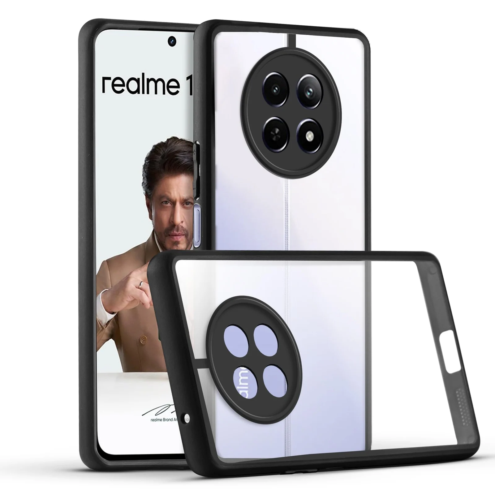 DL3 MOBILAK Compatible with Realme 13 5G/Realme 12 5G/12X 5G Case Transparent,Military-Grade Shockproof Anti-Yellowing, Slim Protective Phone Case Full Bumper Cover With Camera Lens Protective - Black