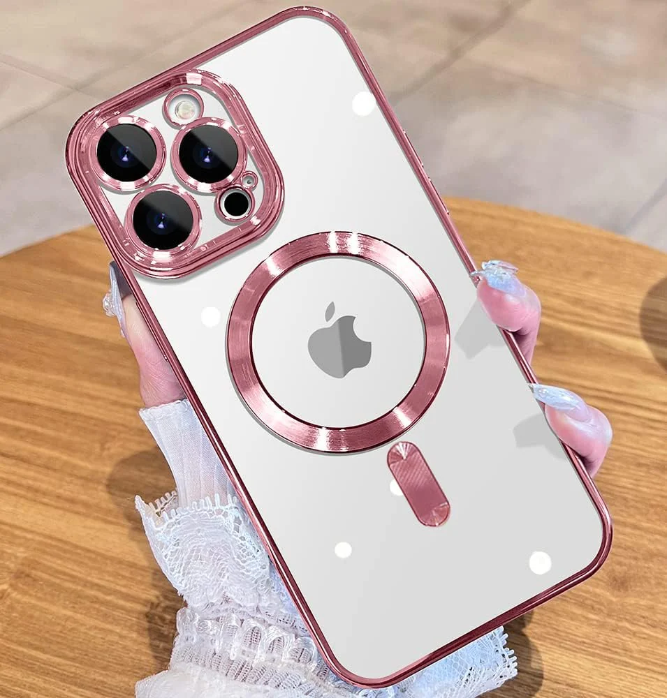 DL3 Mobilak Glitter Protective Case for iPhone 15 Pro Max 6.7-Inch, Compatible with MagSafe accessories, Camera protection, Shock-absorbing protection - Pink