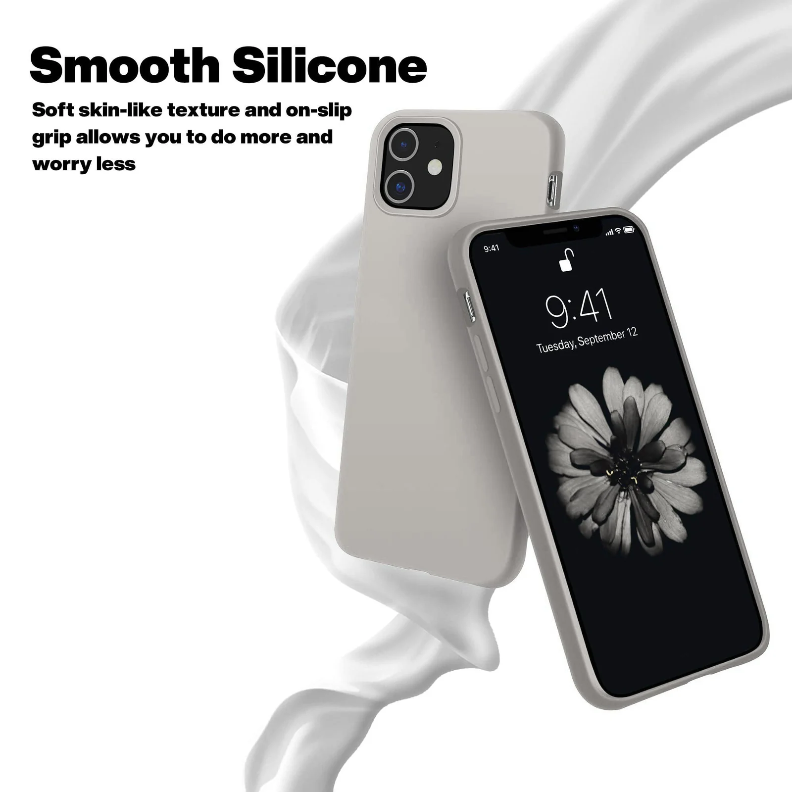 DL3 Mobilak Liquid Silicone Case for iPhone 11 (6.1 Inch), Shock-absorbing protection, Scratch-resistant surface, Soft microfiber lining - Off White 2