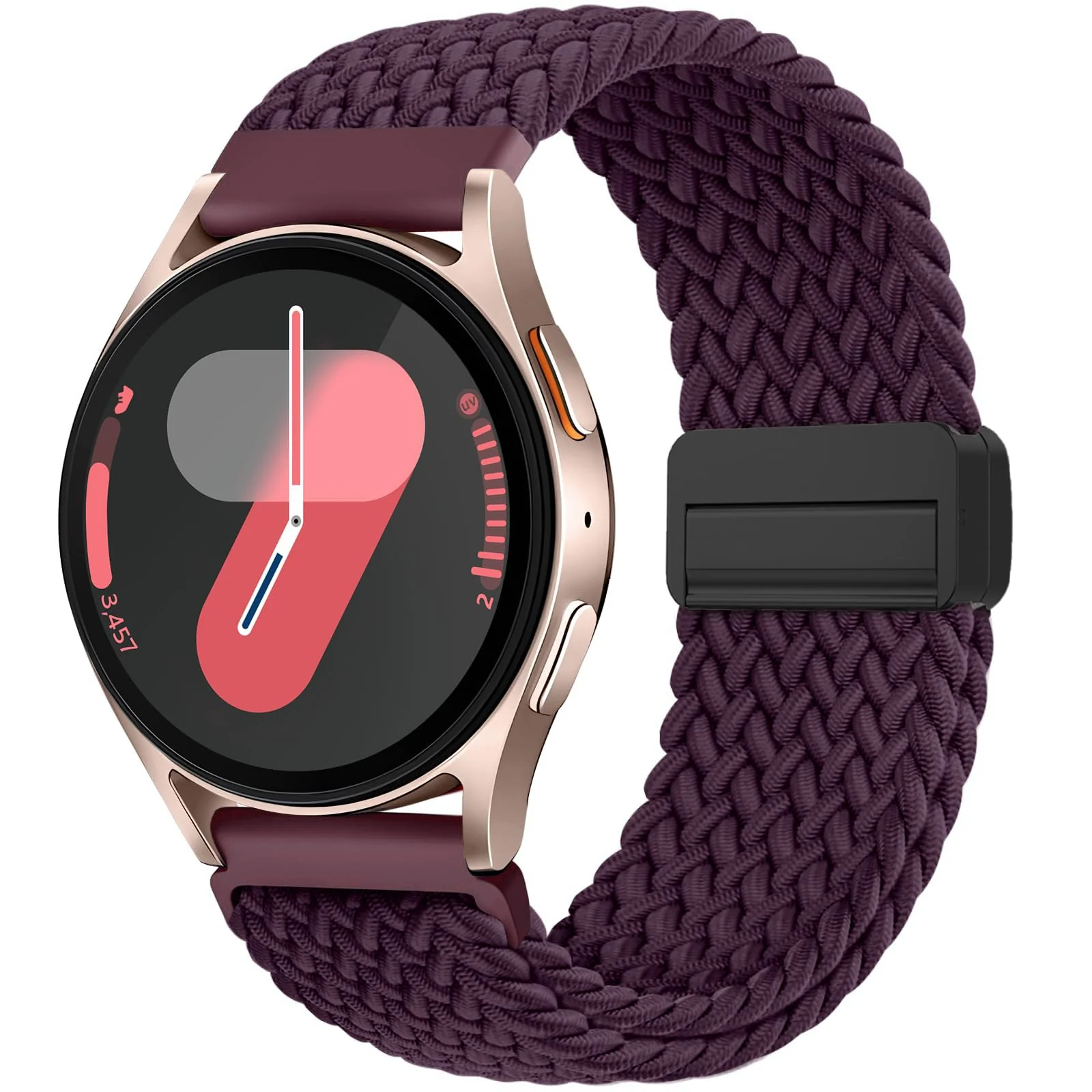 DL3 Mobilak 22mm Magnetic Band for Redmi Watch 5 Active/5 Lite/Samsung Galaxy Watch 3 45mm/Watch 46mm/Gear S3/Huawei watch GT6 GT5 46MM/GT2E/GT6 Pro/GT 5 Pro/Amazfit GTR 4/3, Stretchy Braided Nylon Sport Strap - Dark Purple