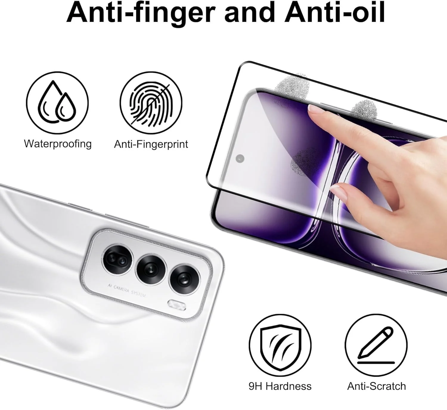 DL3 Mobilak Full Curved 5D Glass Screen Protector Full Glue For OPPO Reno 12 - Black