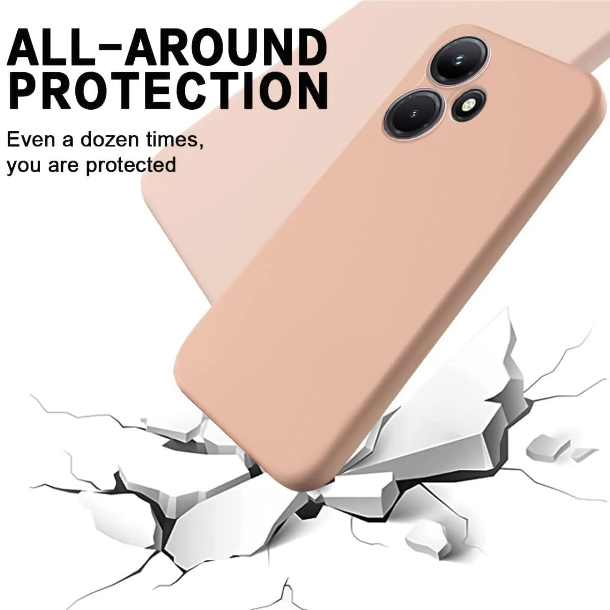 DL3 Mobilak Liquid Silicone Protective Case with Soft Microfiber Lining with Full Camera Protection for Infinix Hot 30i - Light Orange