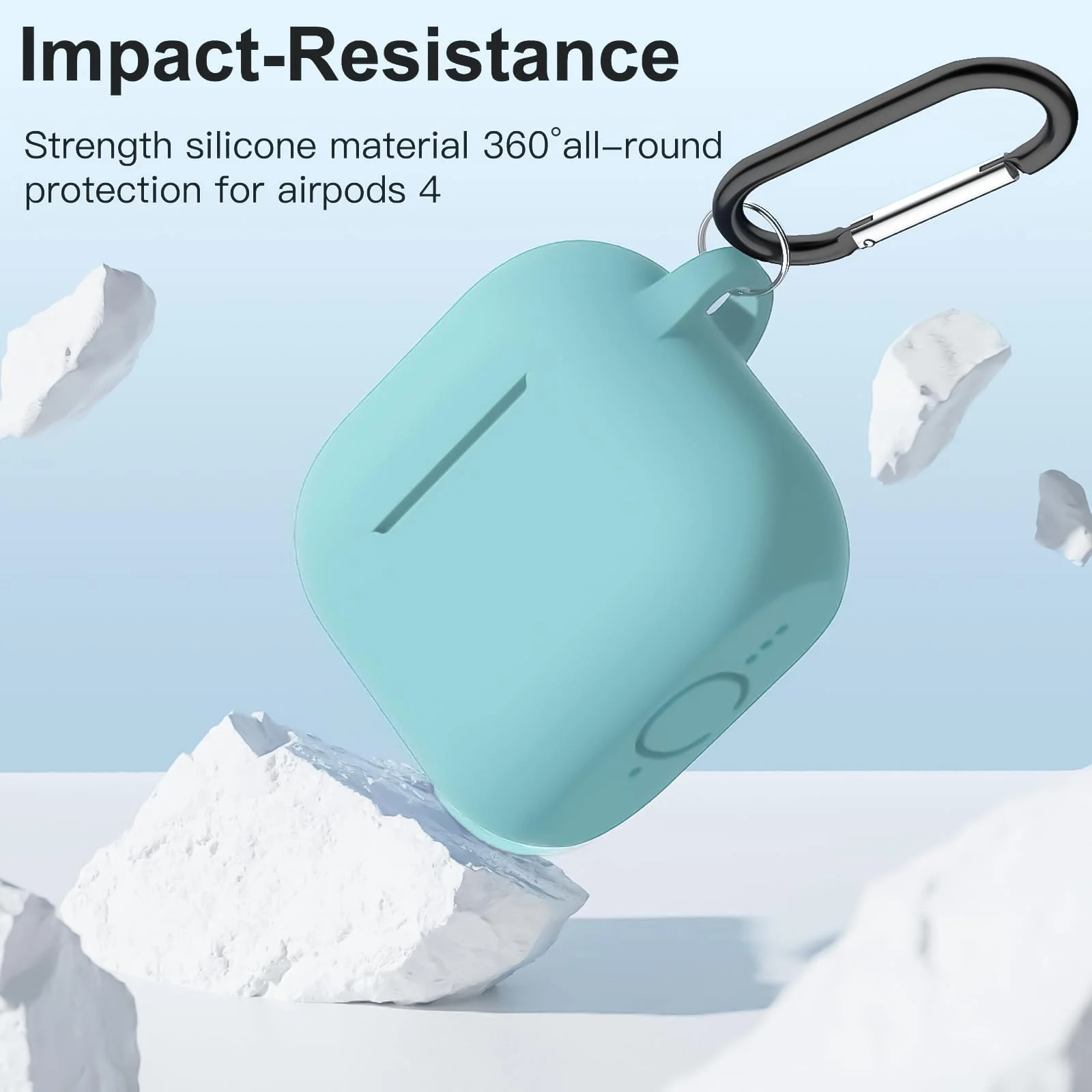 DL3 Mobilak Compatible with AirPods 4 Case (2024), Soft Silicone Full Protective Case Cover with Keychain, For Apple AirPods 4th Generation for Women Men - Turquoise
