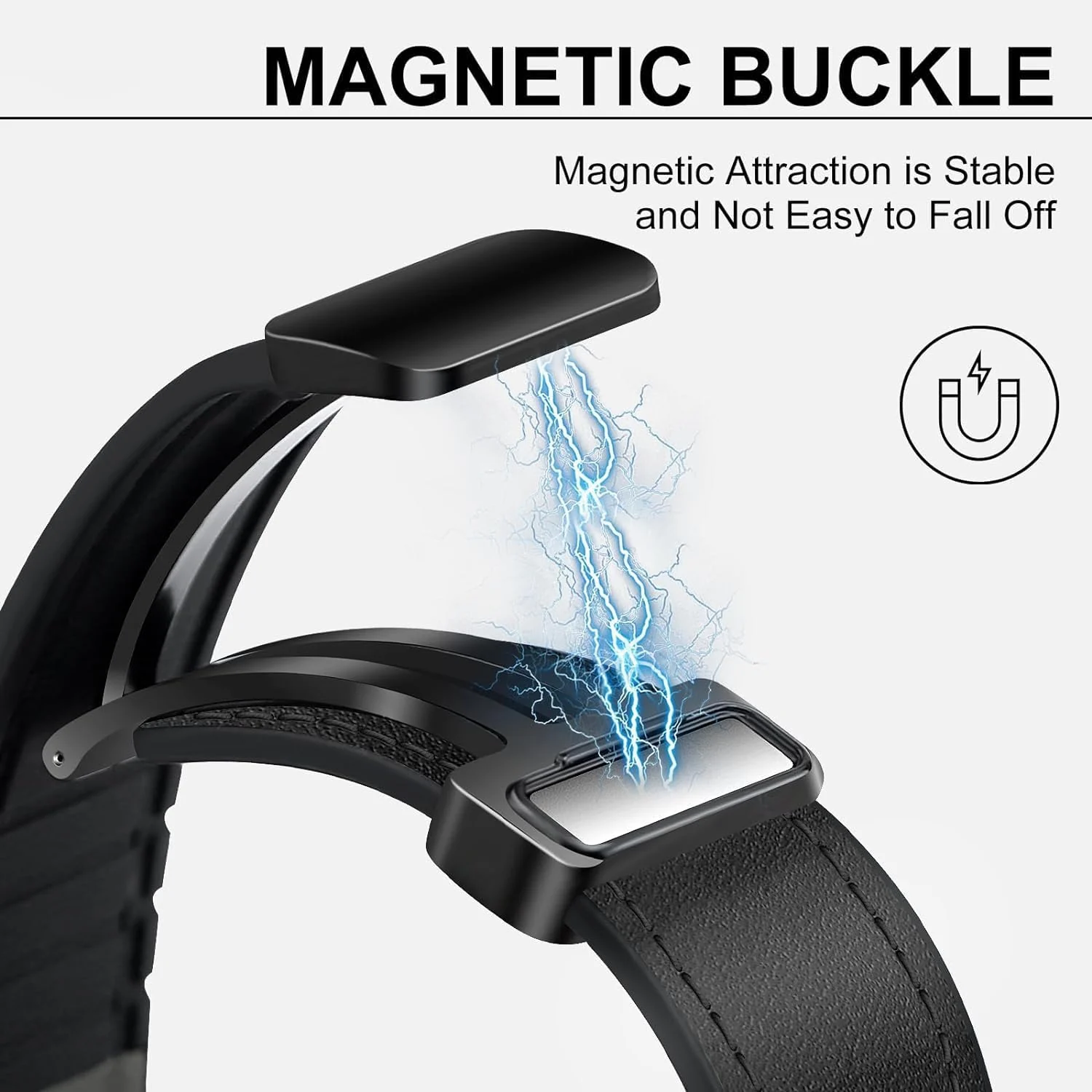 DL3 Mobilak Leather Bands 22MM Compatible with Samsung Galaxy Watch3 45mm/Galaxy 46mm/Gear S3, Leather Magnetic Buckle Design Strap Compatible with Huawei Watch GT4 GT3 46MM/GT2E/GT2 - Dark Blue