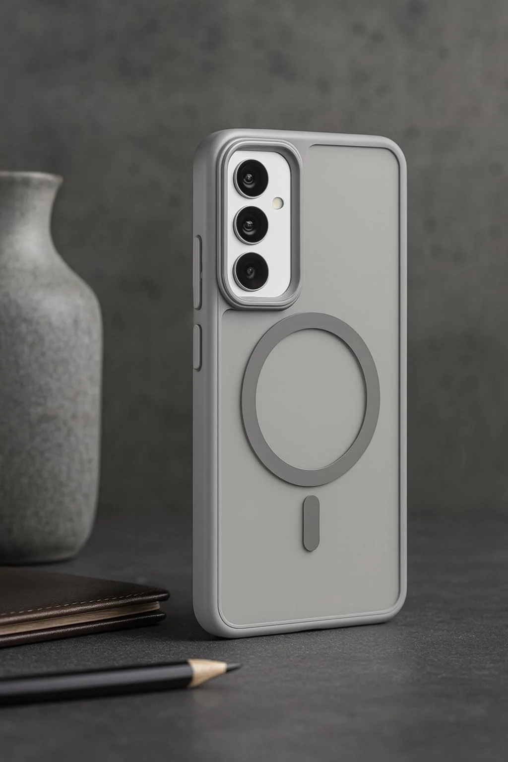 DL3 Mobilak Dl3 Mobailk Samsung Galaxy A35 5G Case - Slim & Lightweight Frosted Cover with Decorative Ring (Non-Magnetic, Not Compatible With MagSafe), Shockproof, Anti-Scratch, Full Protection - Grey - Gray