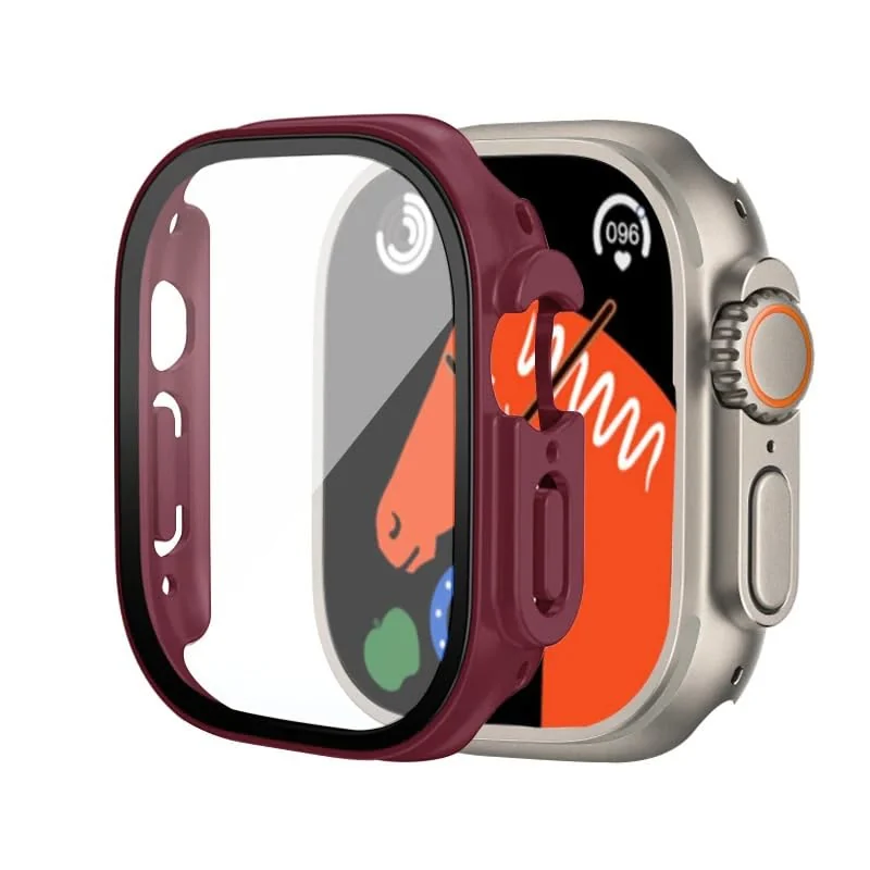 DL3 Mobilak Ocean Band with Case For Apple Watch Ultra 49mm, Adjustable Silicone Sport Loop Ocean Strap Men Women Strap With Protective Cover Screen Shockproof for iWatch Ultra 2 49mm - Wine Red