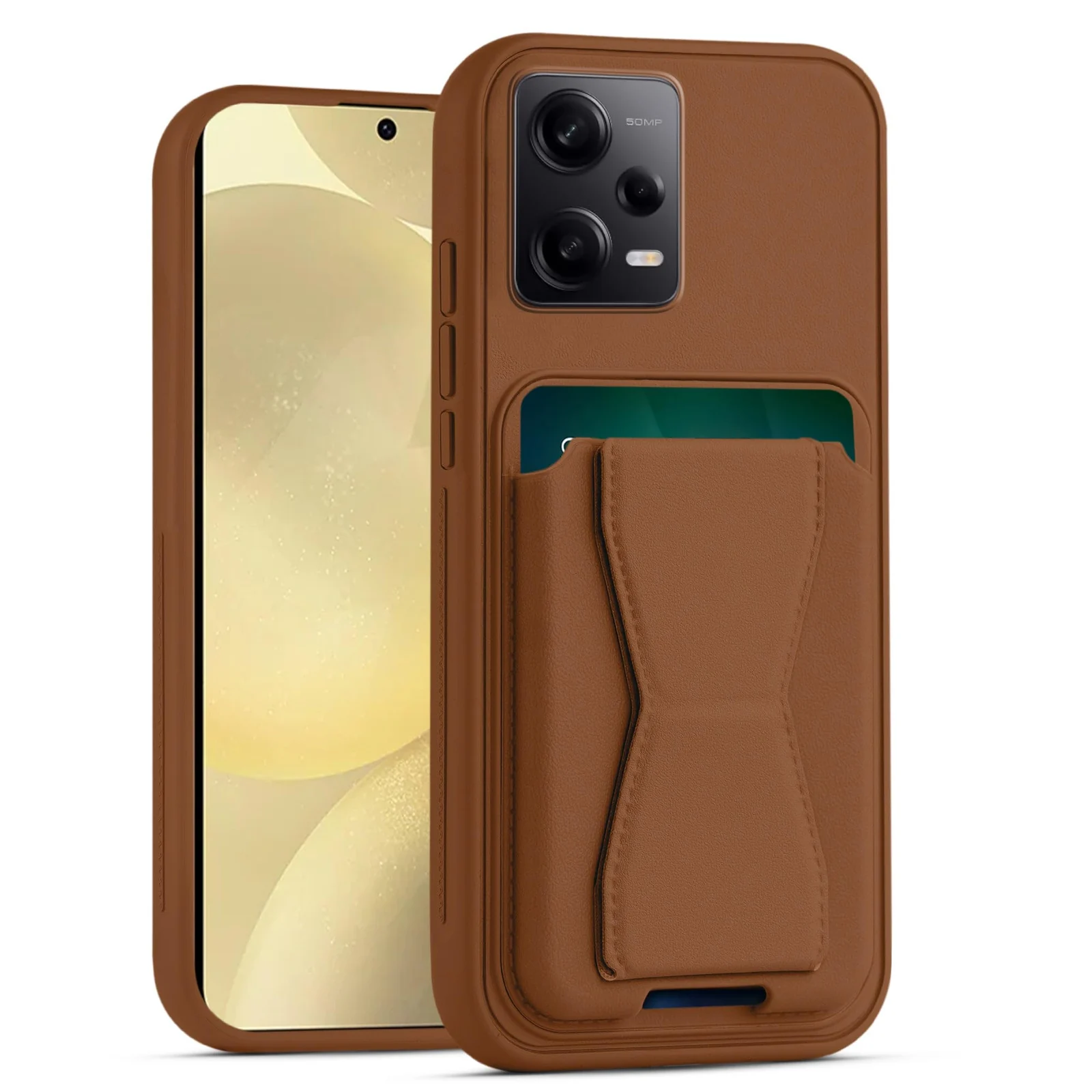 DL3 Mobilak Leather Wallet Case for Xiaomi Redmi Note 14 4G (Not 5G), Camera protection, Shock-absorbing protection, Built-in kickstand - Brown