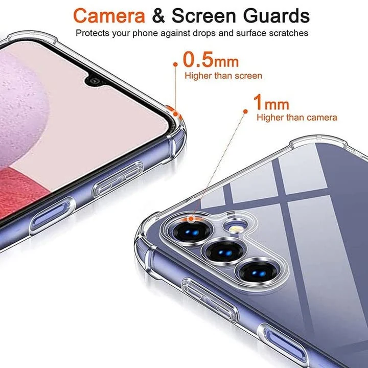 DL3 Mobilak Case Compatible with Samsung Galaxy A14 4G / 5G, Cover Silicone TPU Gorilla Anti-shock Protector Camera Shockproof Corners - Clear