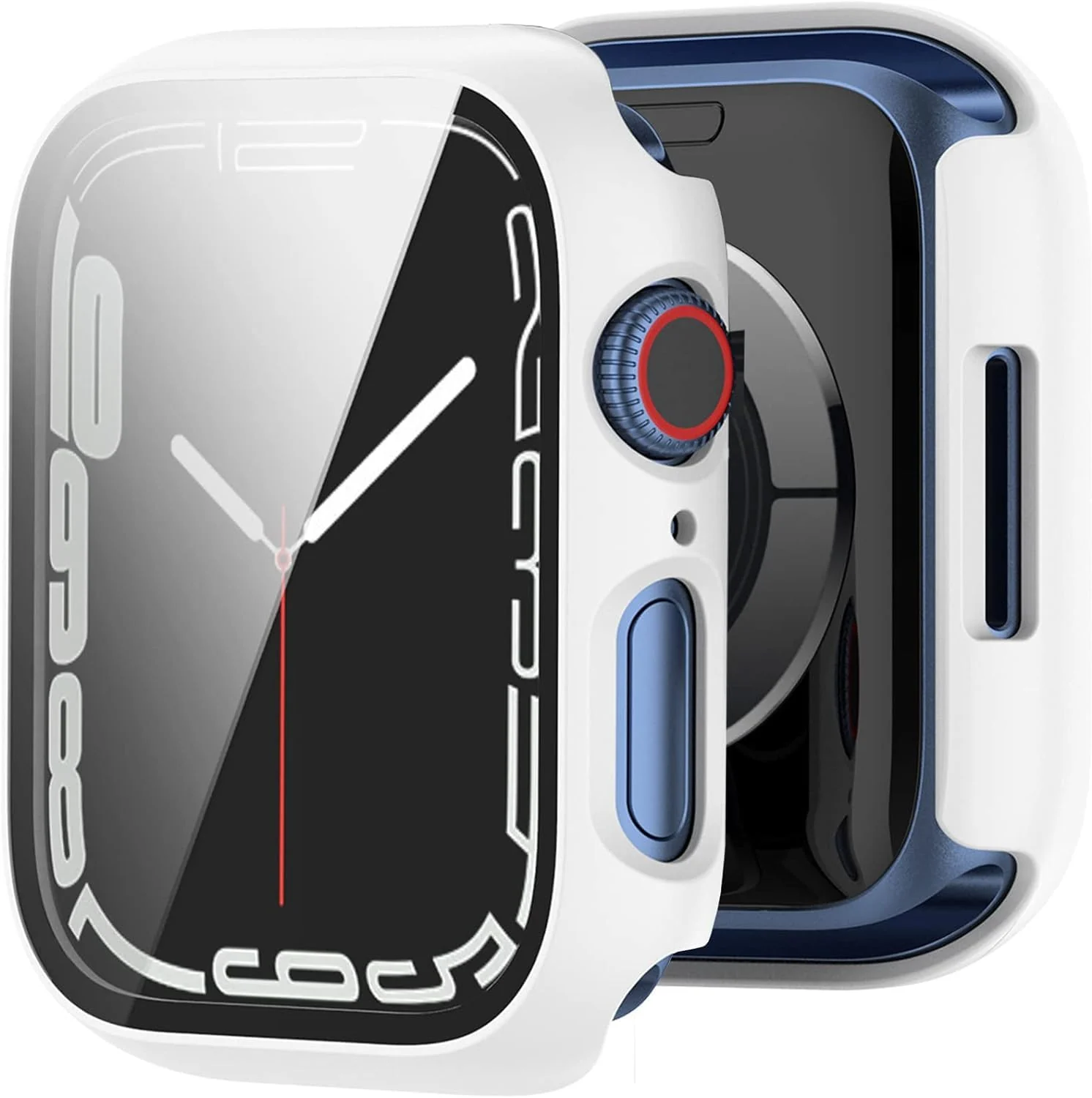 DL3 Mobilak Hard Case Designed for Apple Watch 41mm Series 9 8 7, Built-in 9H [HD Clear] Tempered Glass Screen Protector, [Full Protection] Slim Cover for iWatch 41mm Series 9 8 7 - White