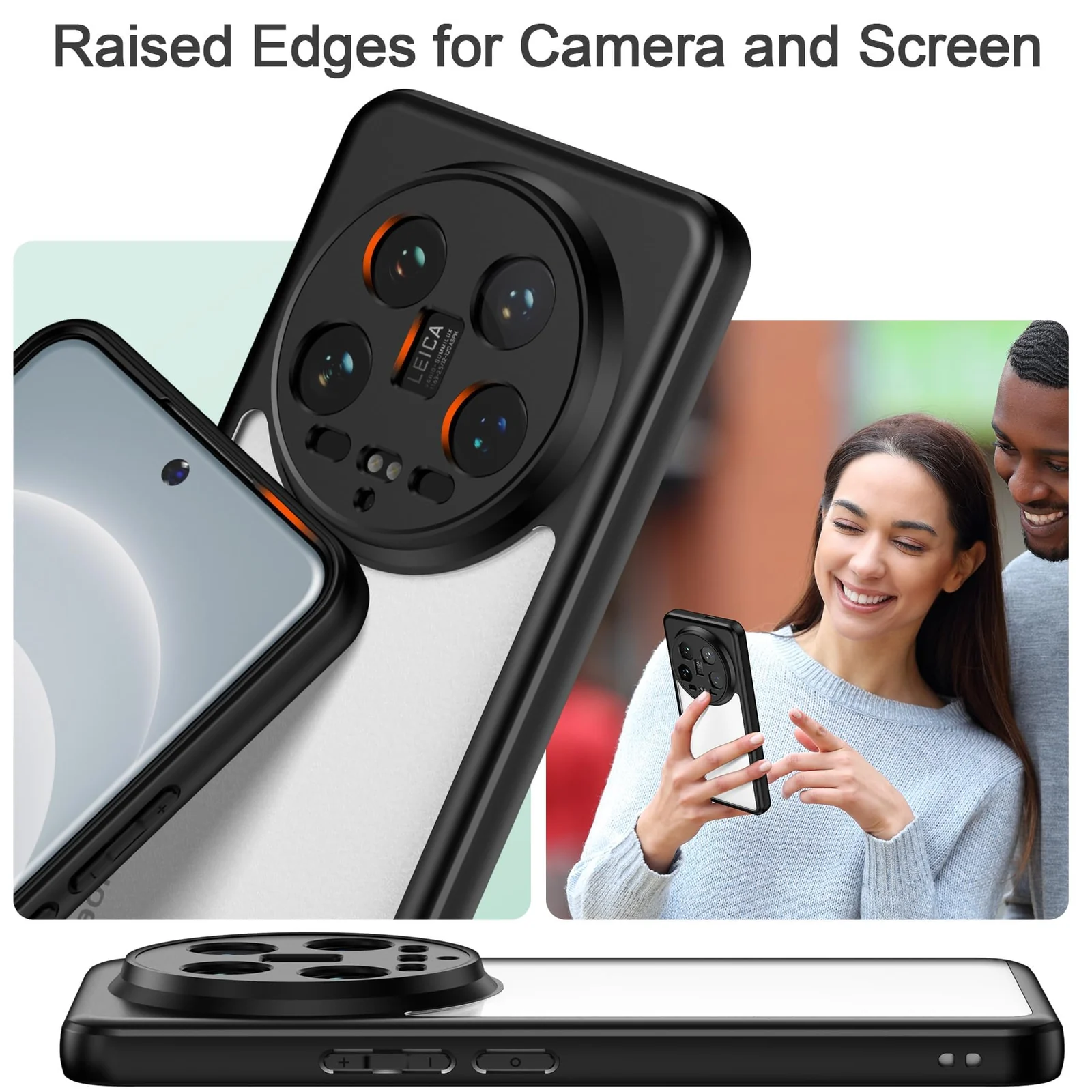 DL3 Mobilak Clear PC and TPU Protective Case for Xiaomi 14 Ultra with Camera Protection and Military-Grade Protection - Black