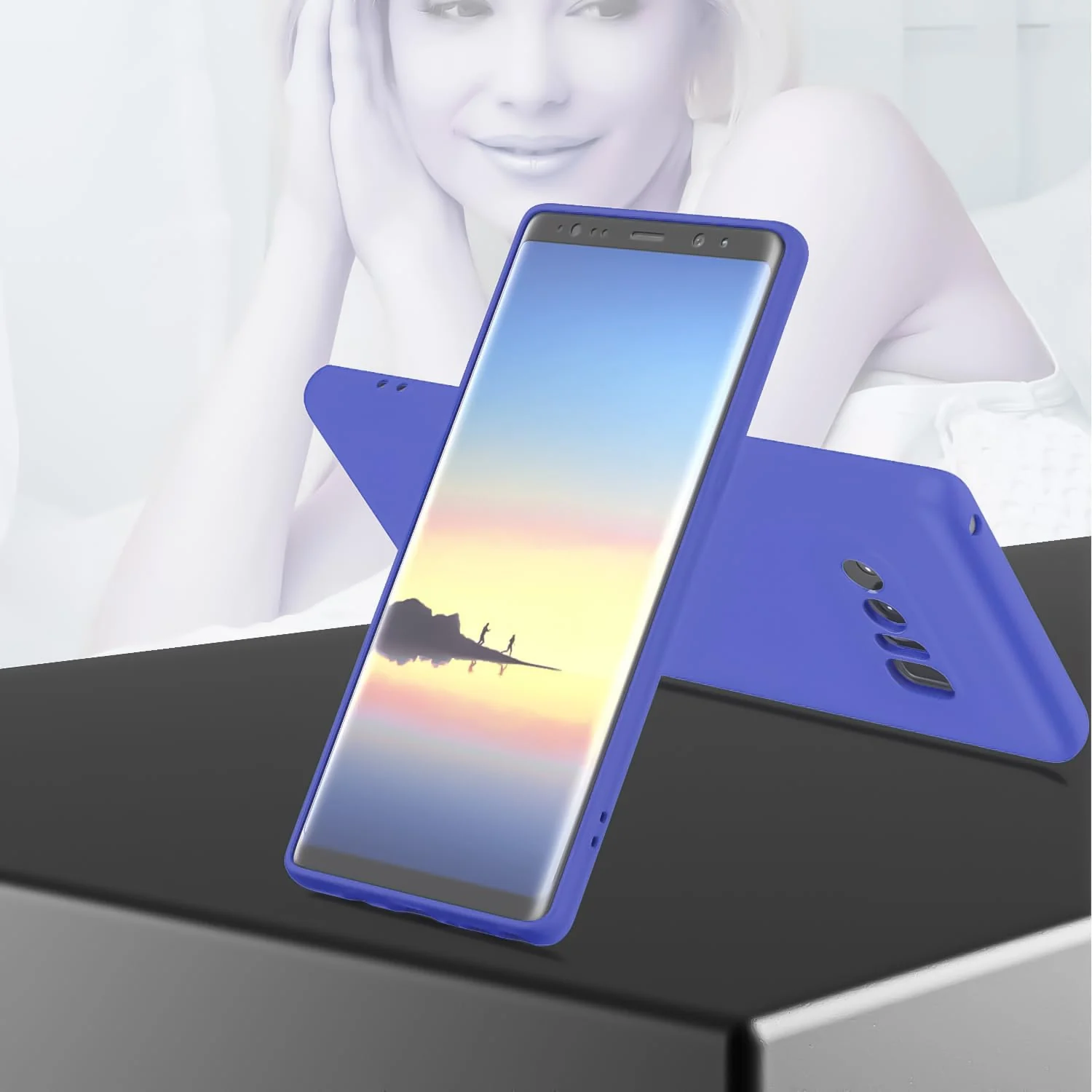 DL3 Mobilak Liquid Silicone Protective Case with Soft Microfiber Lining with Full Camera Protection for Samsung Galaxy Note 8 - Light Blue