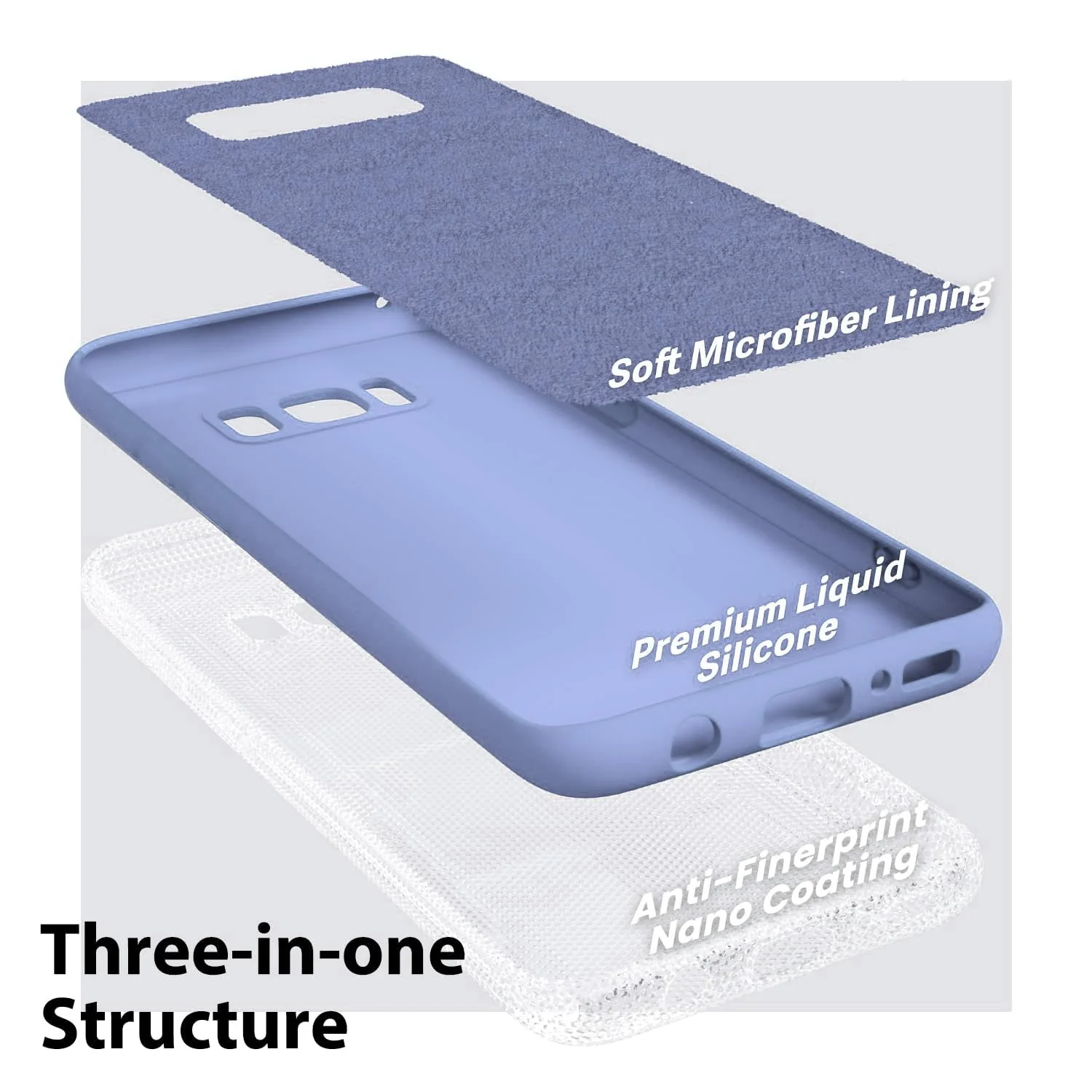 DL3 Mobilak Liquid Silicone Protective Case with Soft Microfiber Lining with Full Camera Protection for Samsung Galaxy S8+ Plus - Baby Blue