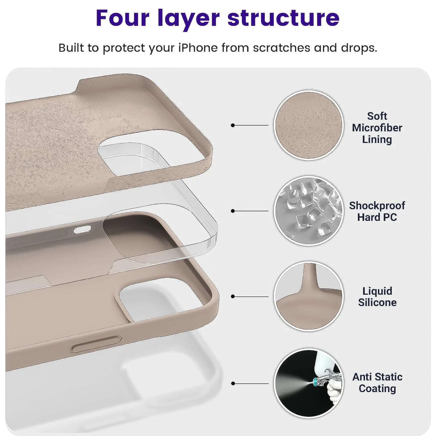 DL3 Mobilak Liquid Silicone Protective Case with Soft Microfiber Lining for iPhone 15 - A.Pastel Pink