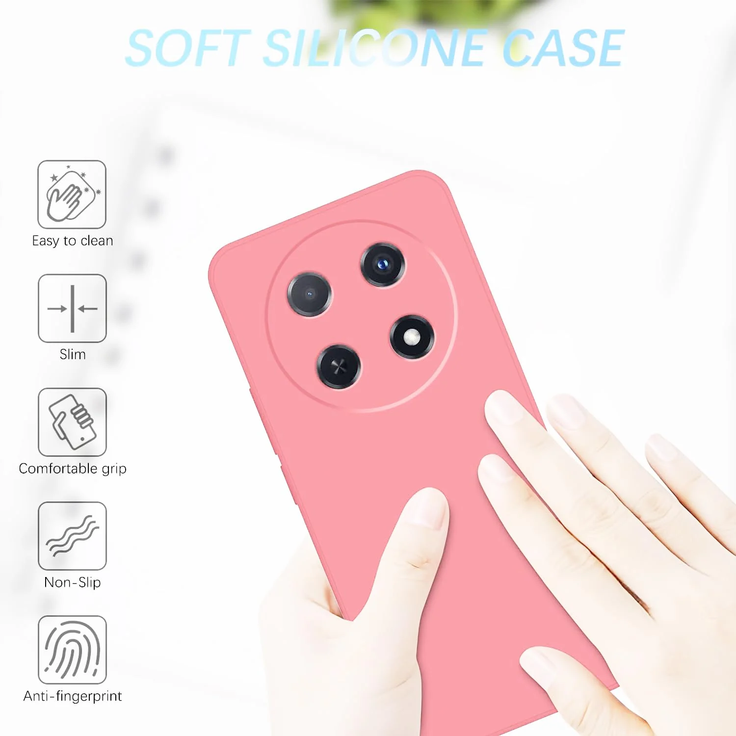 DL3 Mobilak Liquid Silicone Case for Huawei nova 12i, Shock-absorbing protection, Scratch-resistant surface, Soft microfiber lining - Pink