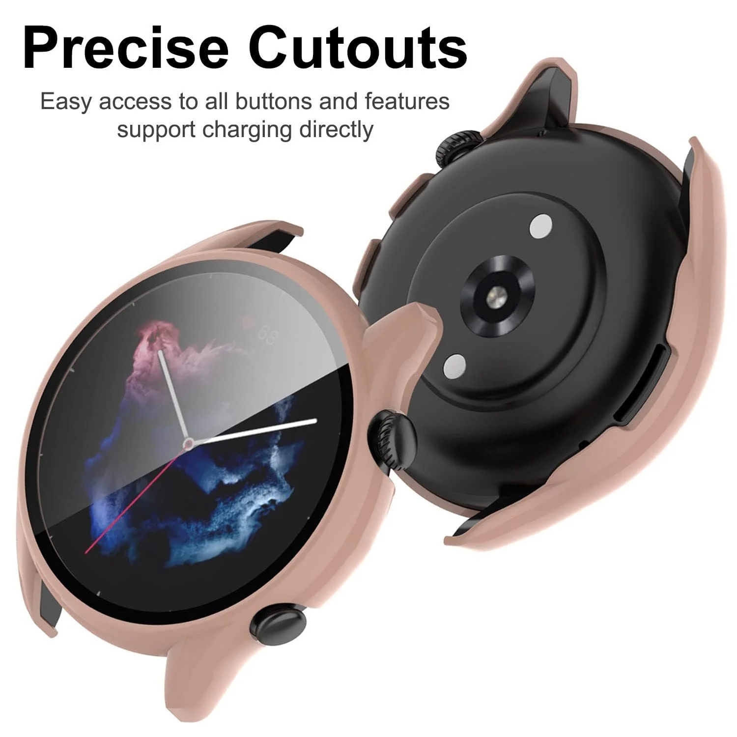DL3 Mobilak Protective Case Compatible with Amazfit GTR 2 / GTR 2e 9H Hardness PC Case Bumper Full Slim Protective Cover with Tempered Glass For Amazfit GTR2 / GTR 2e - Pink