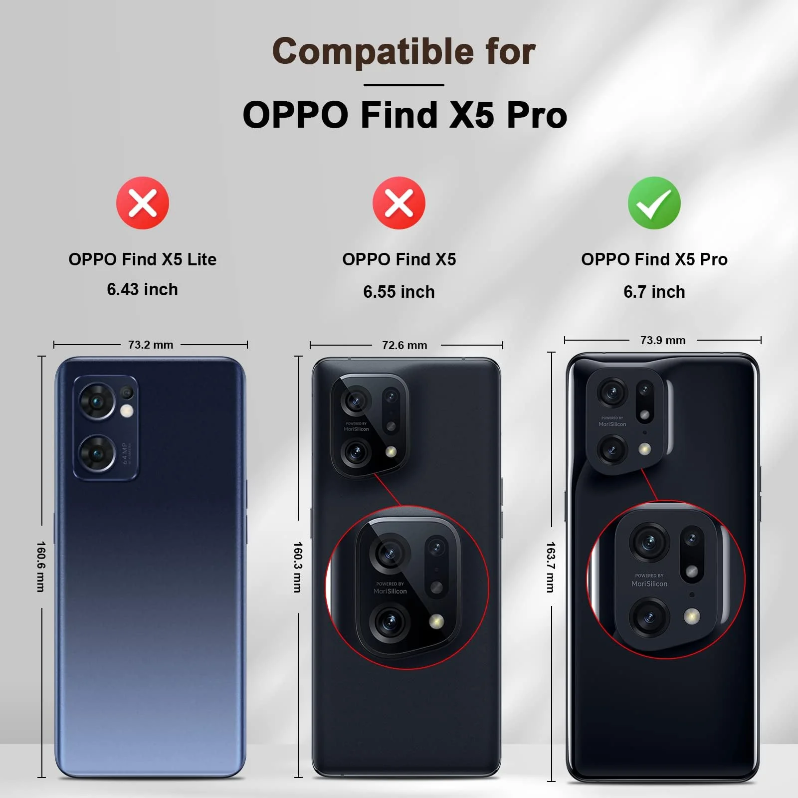 DL3 Mobilak Case Compatible with OPPO Find X5 Pro Case Crystal Soft TPU Gel Case Flexible Silicone Anti-Scratch Camera Protection TPU Cover - Clear