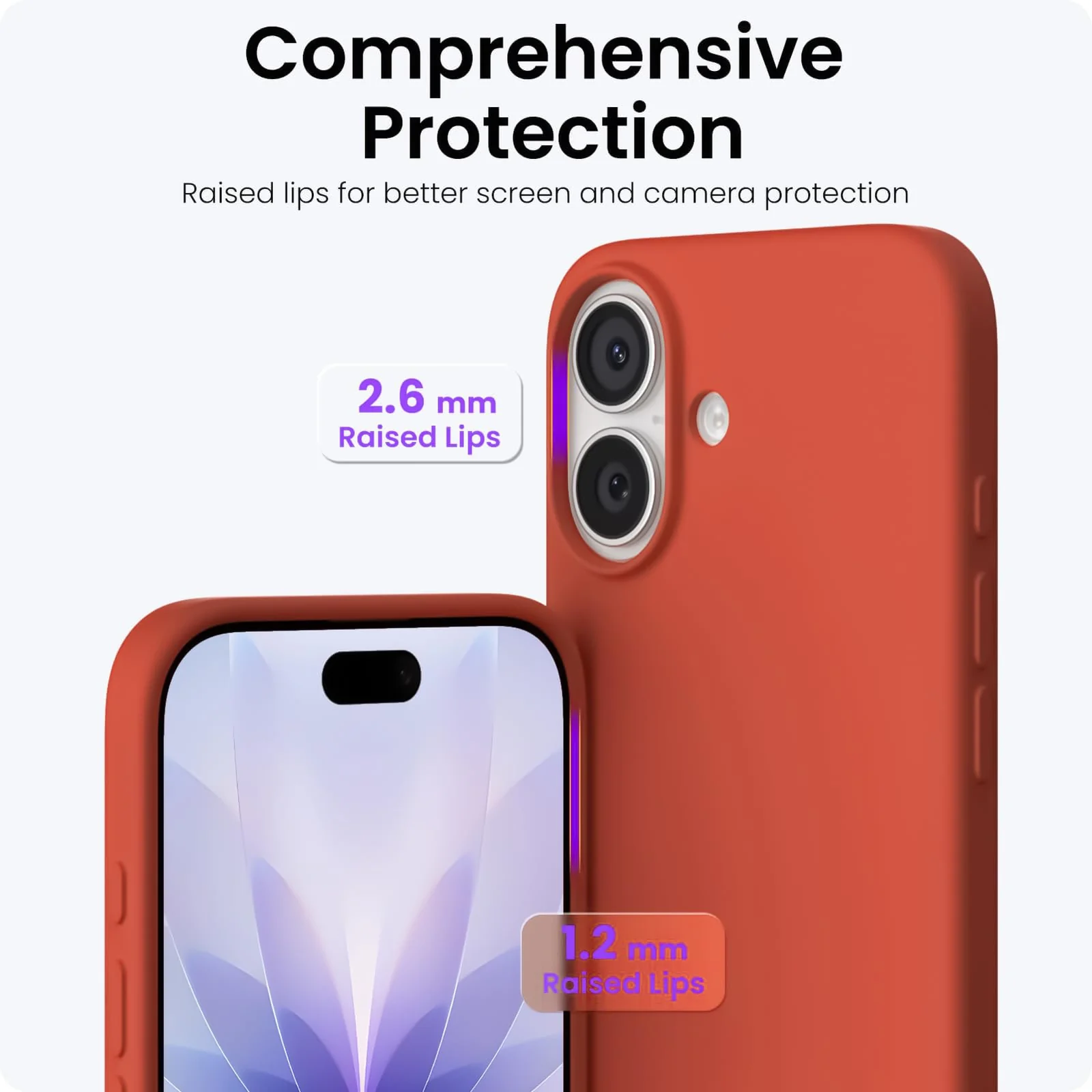 DL3 Mobilak Liquid Silicone Protective Case for iPhone 17 6.3-Inch with Microfiber Lining and Shockproof Design - Orange