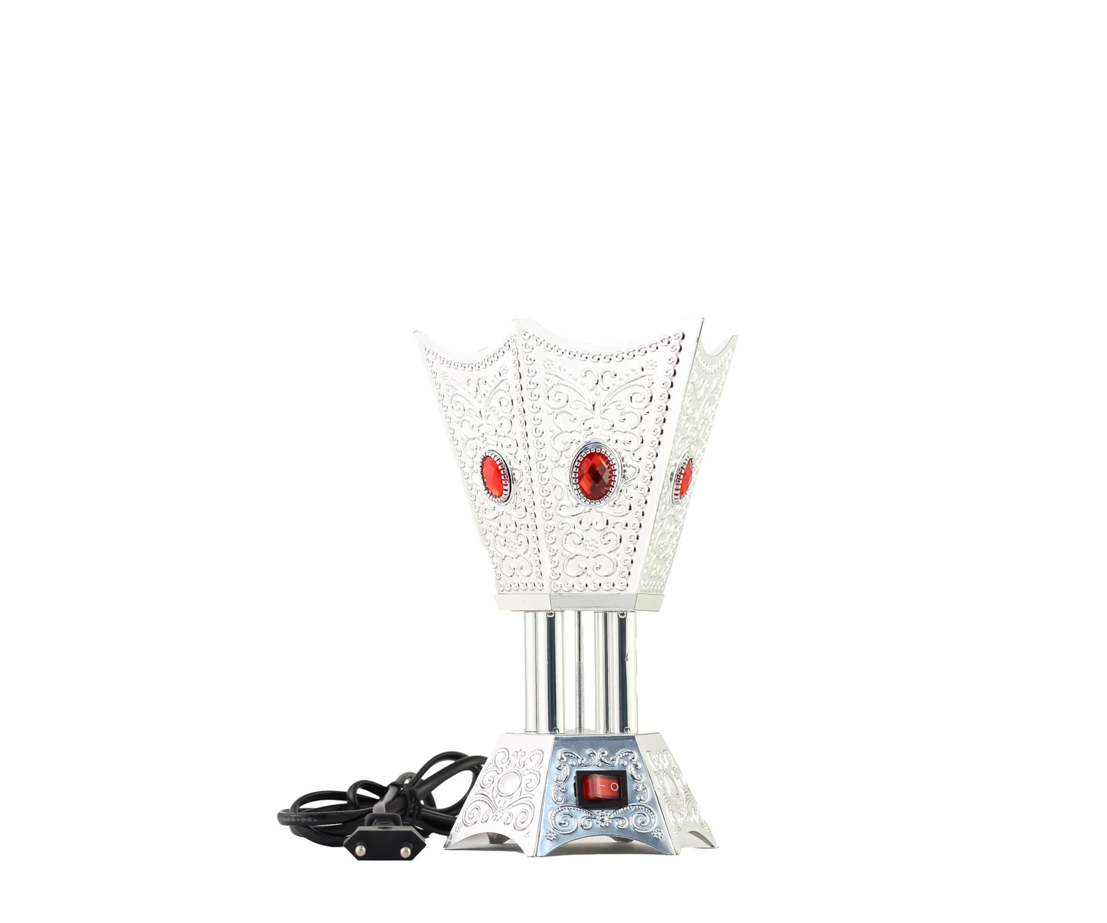 Mobigon Arabian Electric Incense Burners metal Vintage Arabic Burner, Middle Eastern Incense Holder- Electric Incense Burner Bakhoor Suitable For Arabian Oud, Home, Hotel Decor - F. silver