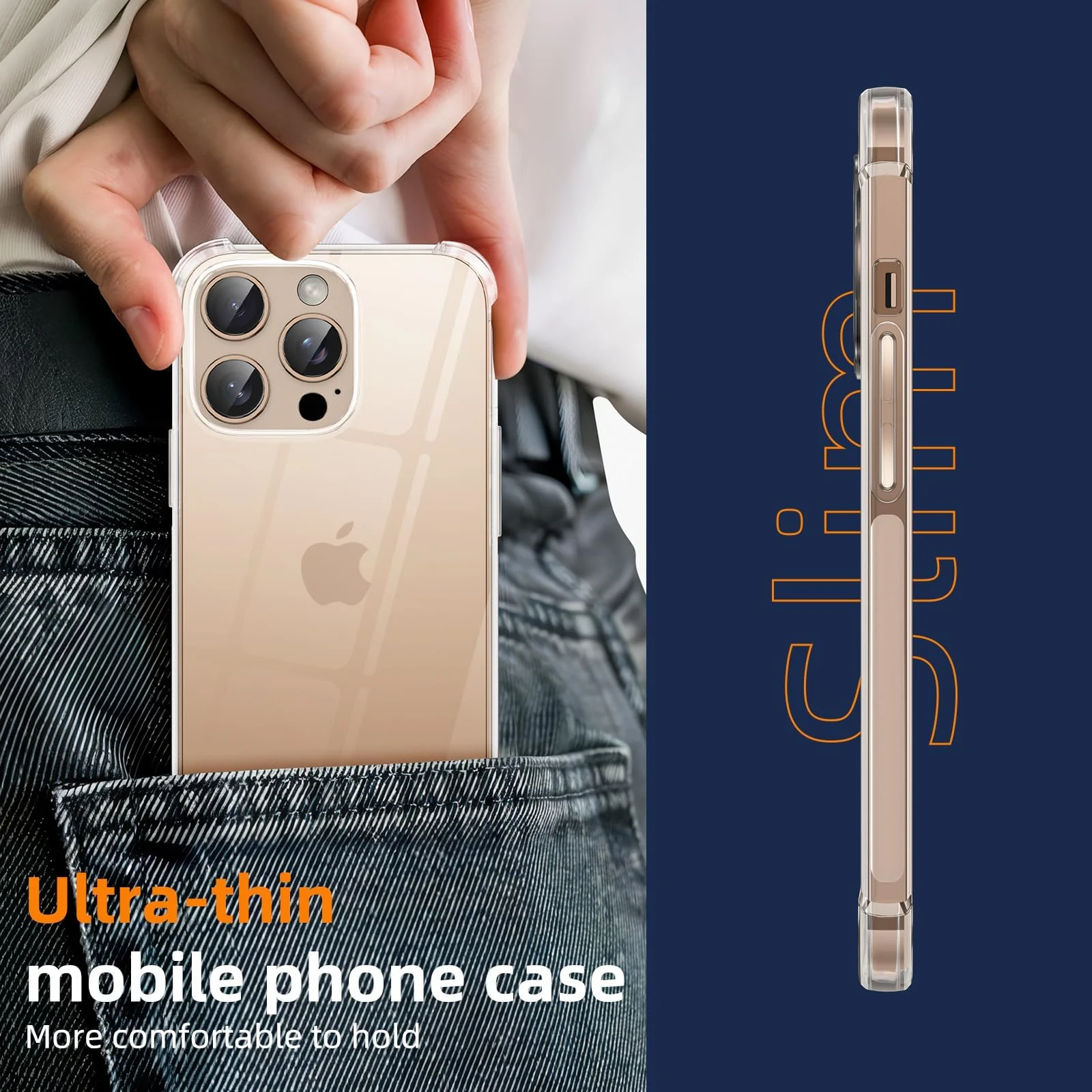 DL3 MOBILAK Case Compatible with iPhone 16 Pro, Cover Silicone Transparent TPU Gorilla Anti-shock Shockproof Corners - Clear