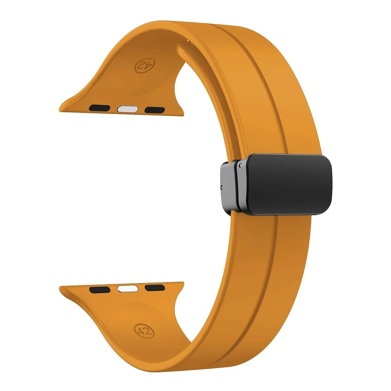 DL3 Mobilak Magnetic Bands for Apple Watch Ultra/Ultra 2 Band 49mm 45mm 44mm 42mm 41mm 40mm 38mm, Soft Sport Silicone Strap for iwatch Series 9/8/7/6/5/4 (A. , 42mm/44mm/45mm/49mm) - A.Orange