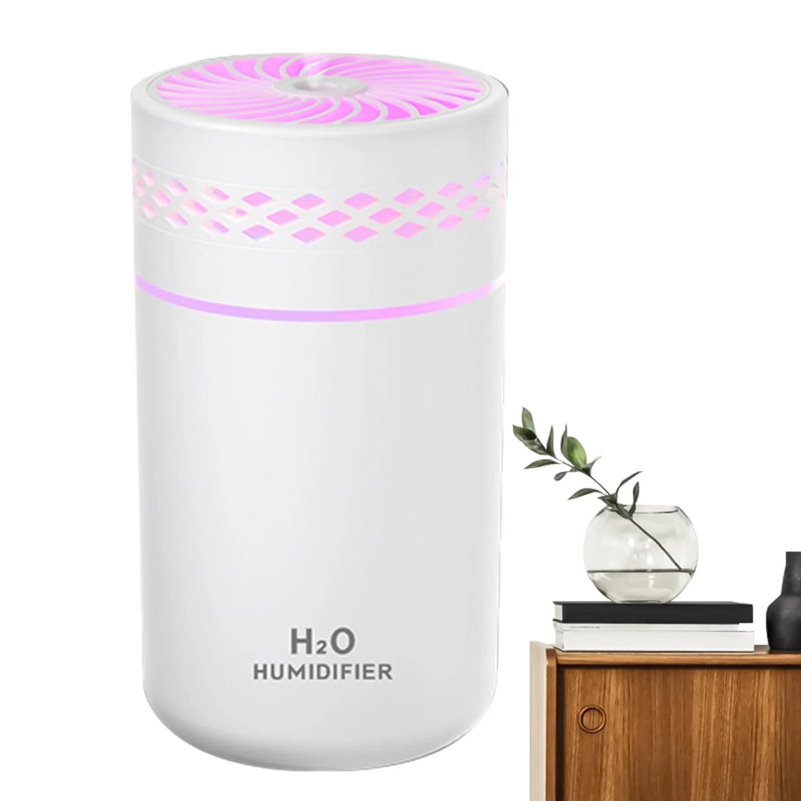 Mobigon Wood Cool Mist Ultrasonic Humidifier for Room Moisture, Aroma Diffuser for Home, 260ml Essential Oil Diffuser with 7 Colorful Night Light, Auto Shut-Off, Home, Office, car - white