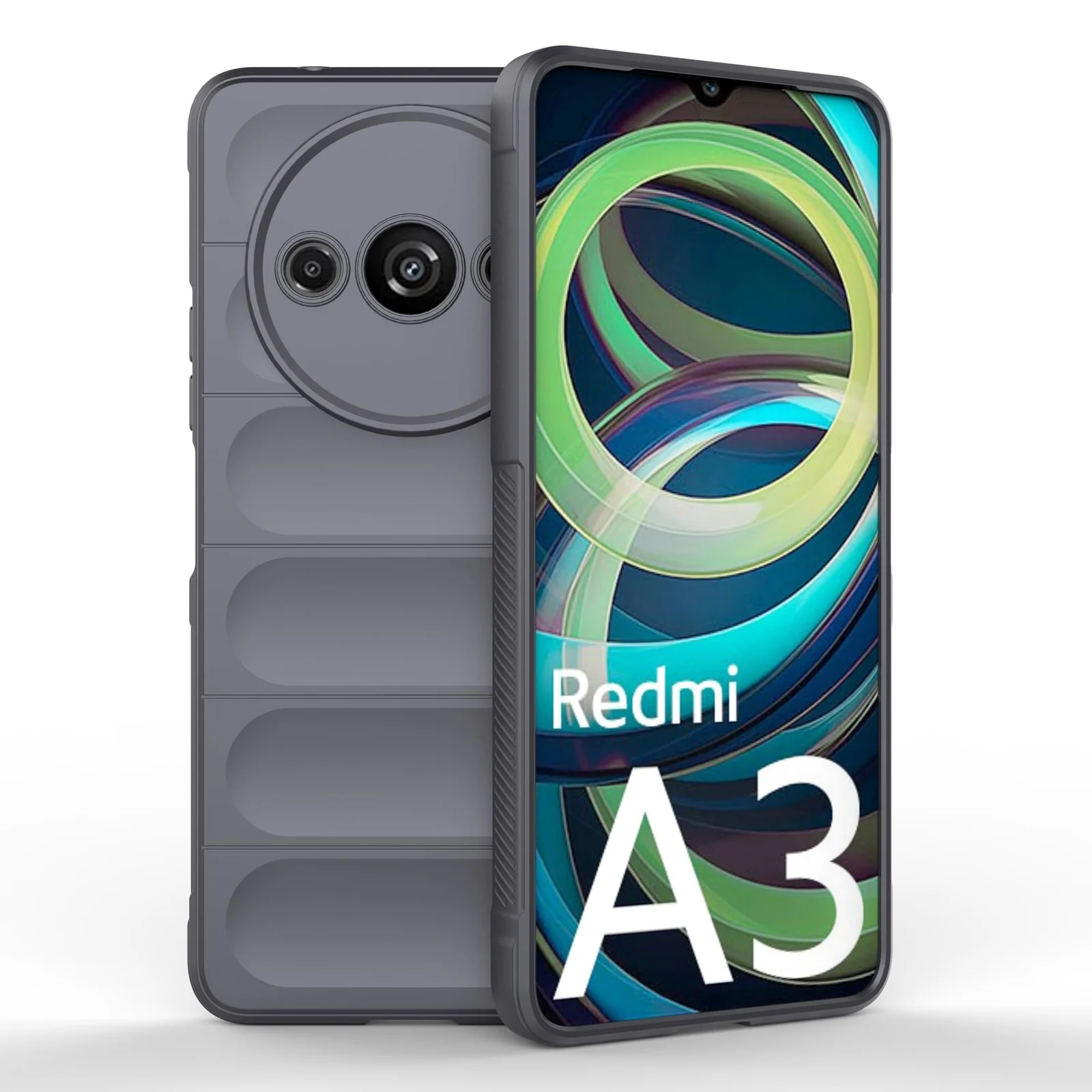 DL3 Mobilak Silicone Case for Xiaomi Redmi A3 Heavy Duty Protective [Slim Fit] Shockproof Soft Flexible Protective Design Shock-Absorption TPU Cover With Camera Protection - Dark Gray