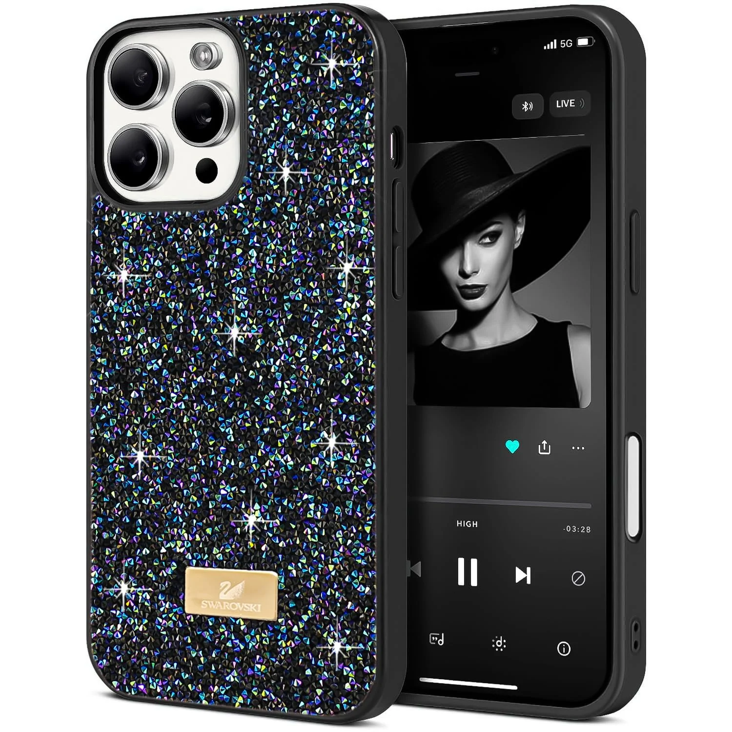 iPhone 16 Pro 6.3-inch Case Glitter / Sparkle Diamond Crystal Bling Case with Bling / Ultra Thin — DL3 Mobilak Glitter Protective Case for iPhone 16 Pro 6.3-inch, Supports wireless charging, Shock-absorbing protection, Scratch-resistant surface