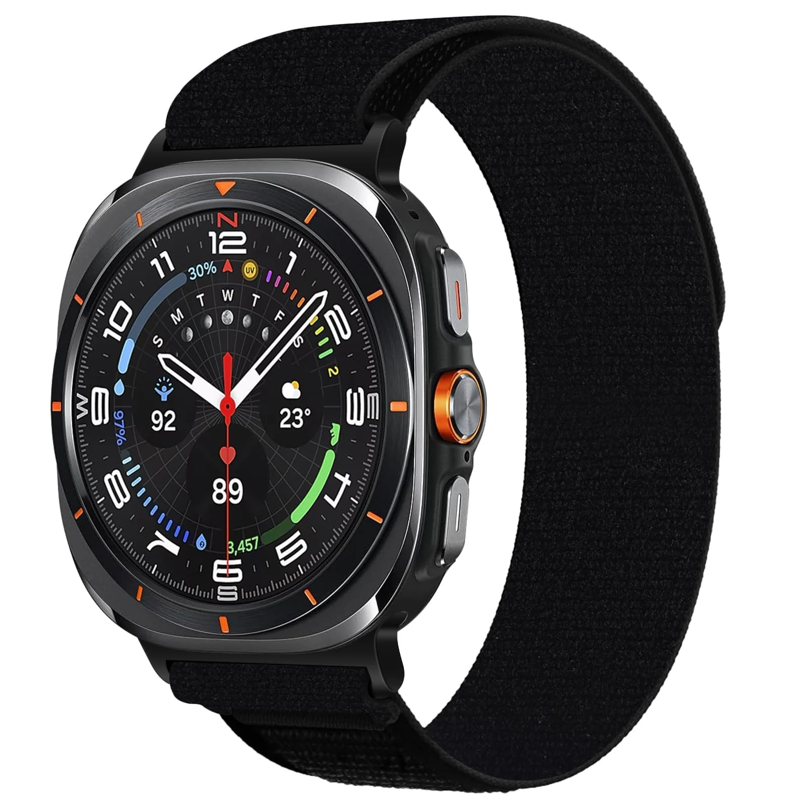 DL3 Mobilak For Samsung Galaxy Watch ultra Strap 47mm, One Click Trail Loop Strap for Men Women, Soft Nylon Sport Loop Elastic Replacement Wristband for Galaxy Watch 7 Ultra - Deep Black