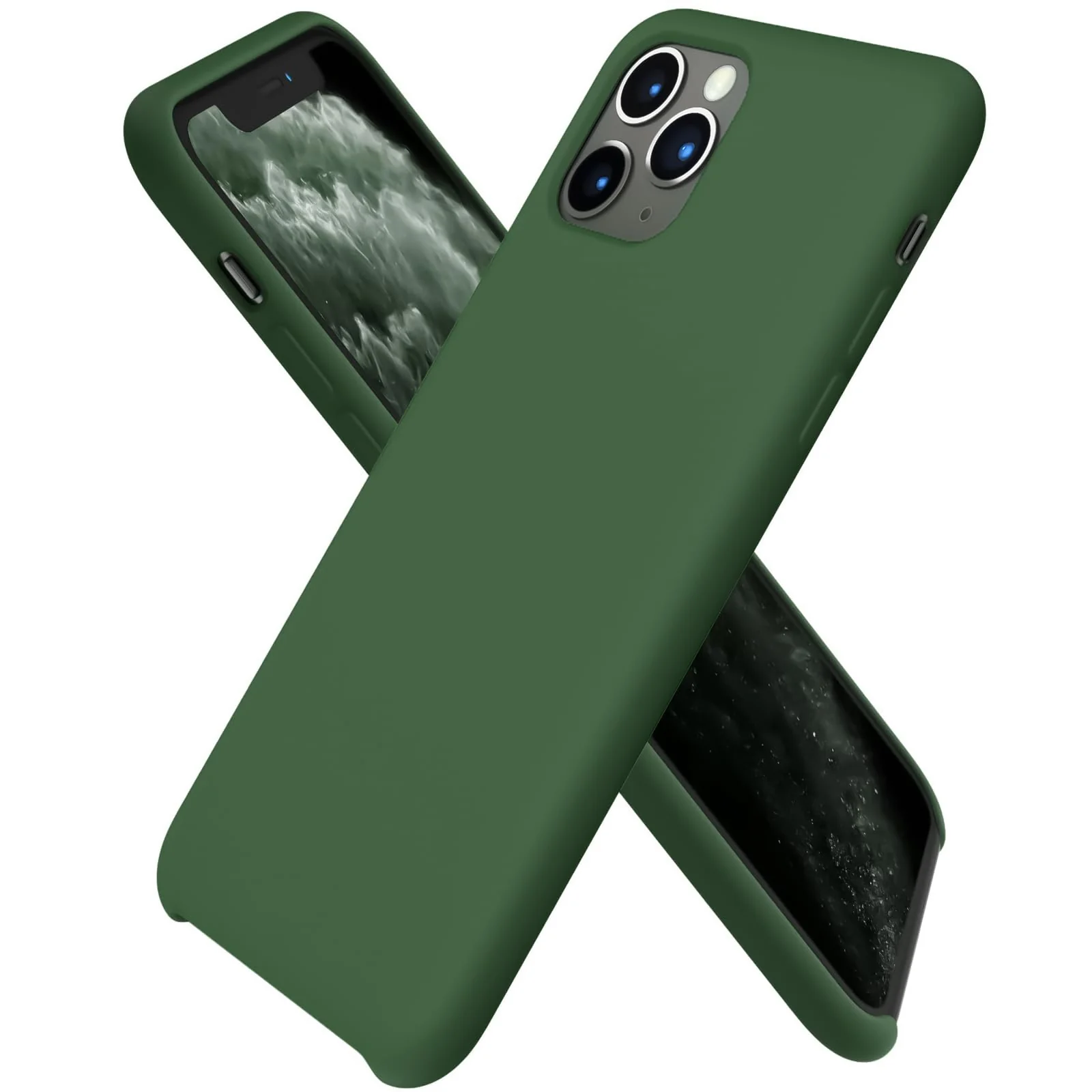 DL3 Mobilak Liquid Silicone Protective Case for iPhone 11 Pro (5.8 Inch) with Camera Protection and Microfiber Lining - A Green