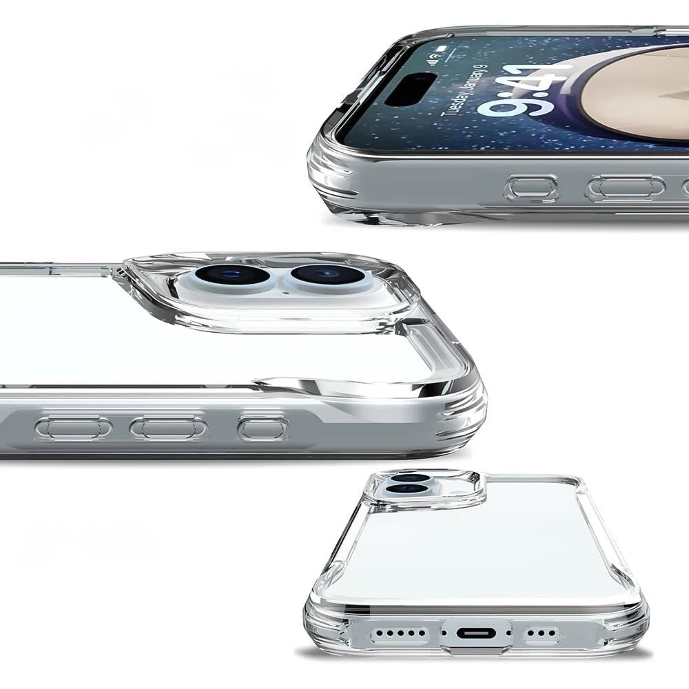 DL3 Mobilak Rugged Protective Case for iPhone 16 6.1-Inch, Supports wireless charging, Shock-absorbing protection, Non-slip grip - Clear