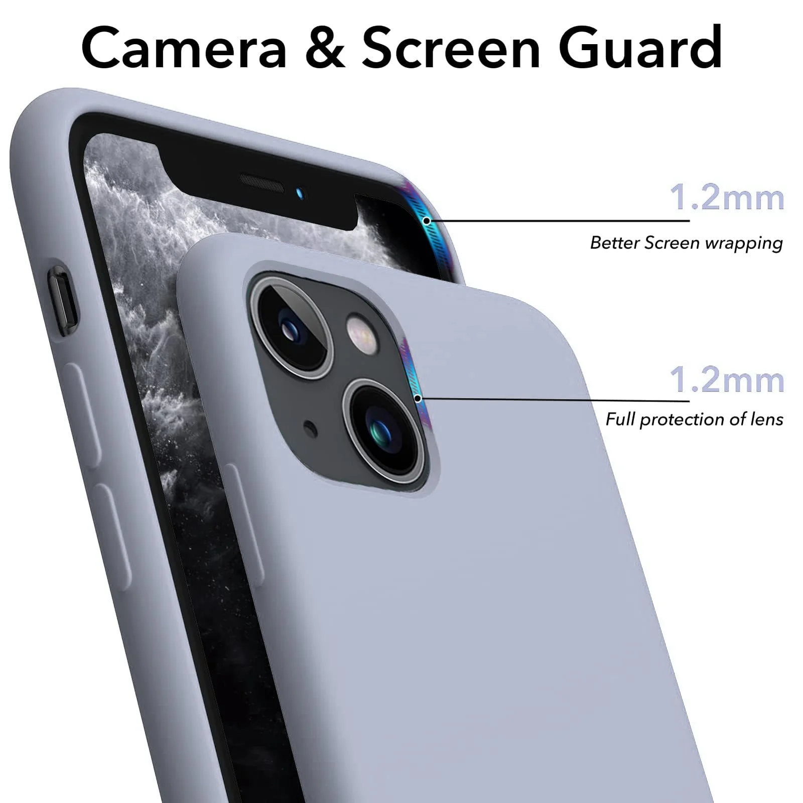 DL3 Mobilak Liquid Silicone Protective Case for iPhone 14 (6.1 Inch) with Camera Protection and Microfiber Lining - Baby Gray