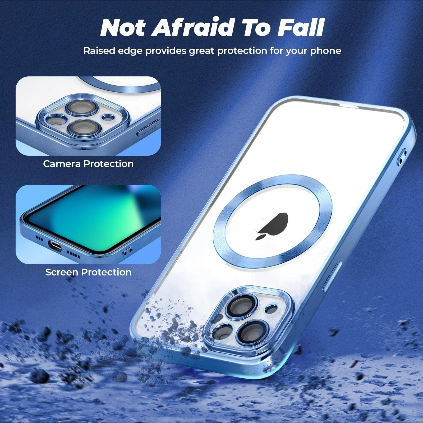 DL3 MOBILAK MagSafe Phone Case with Camera Lens Protector for Apple iPhone 14, Sierra Blue