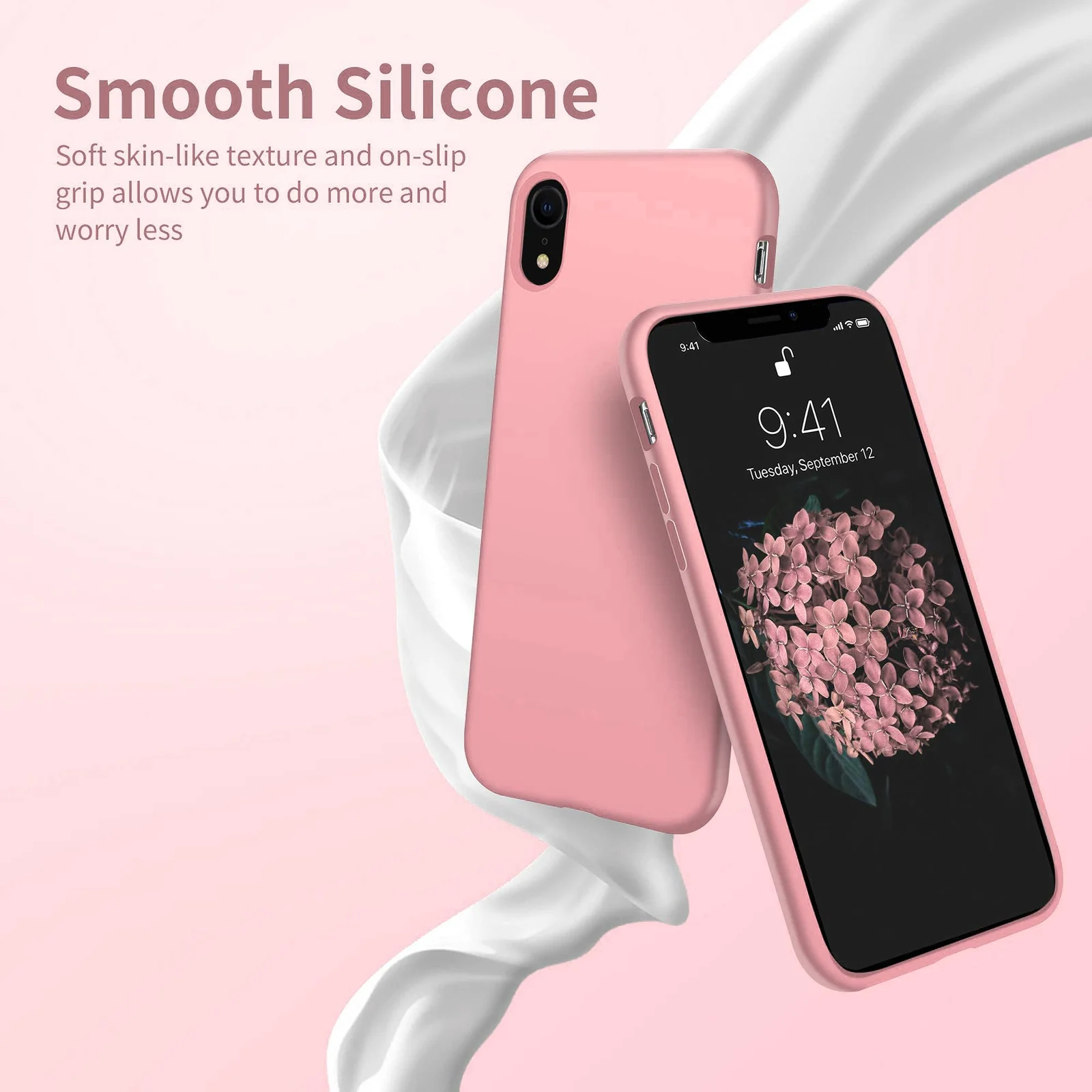 DL3 Mobilak Liquid Silicone Case for iPhone XR, Shock-absorbing protection, Scratch-resistant surface, Soft microfiber lining - Pastel Pink 2