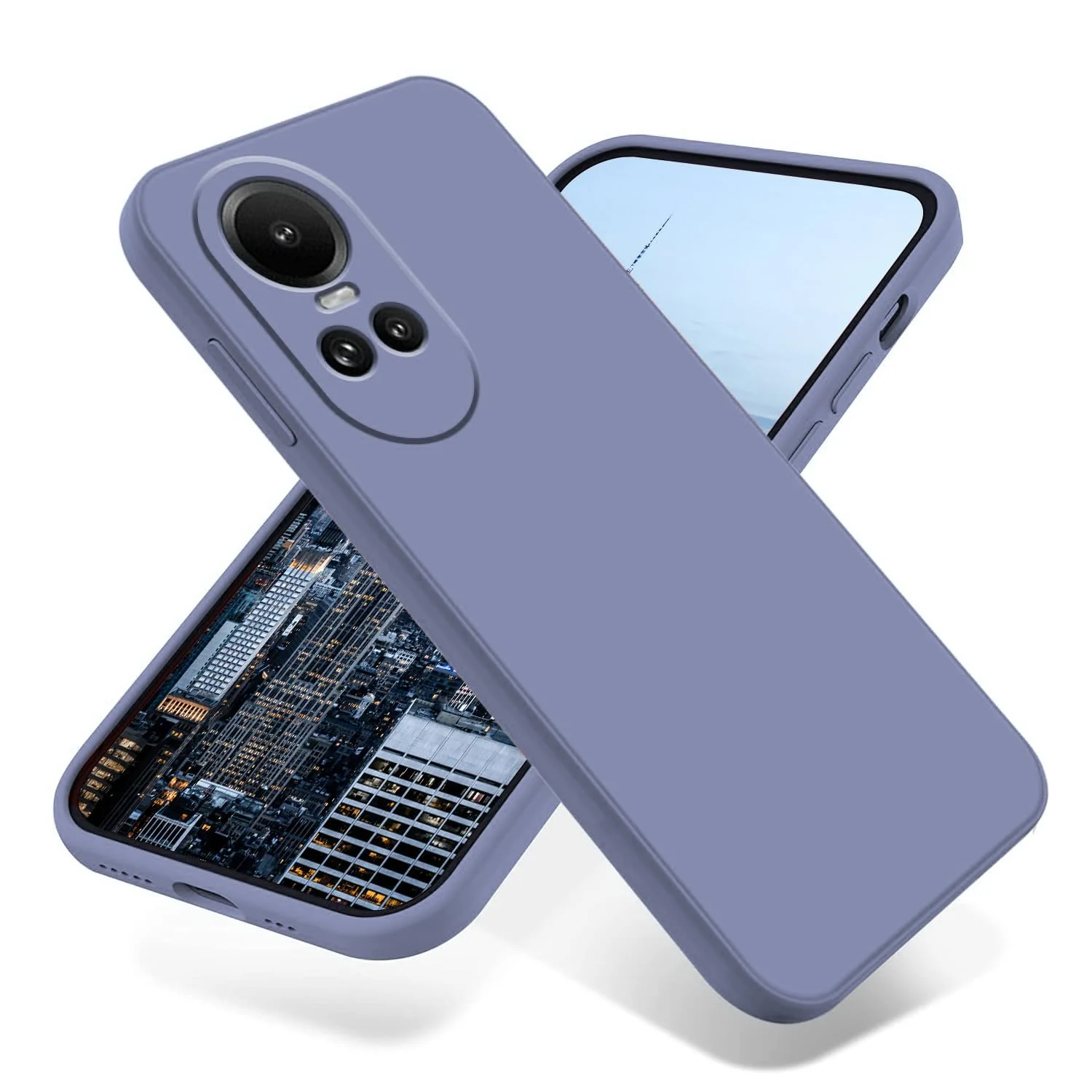 DL3 Mobilak OPPO Reno 10 5G / OPPO Reno 10 Pro 5G Case, Soft Flexible Liquid Silicone Gel Rubber Bumper Cover, Full Body Shockproof Protective Phone Case - Lavender Gray