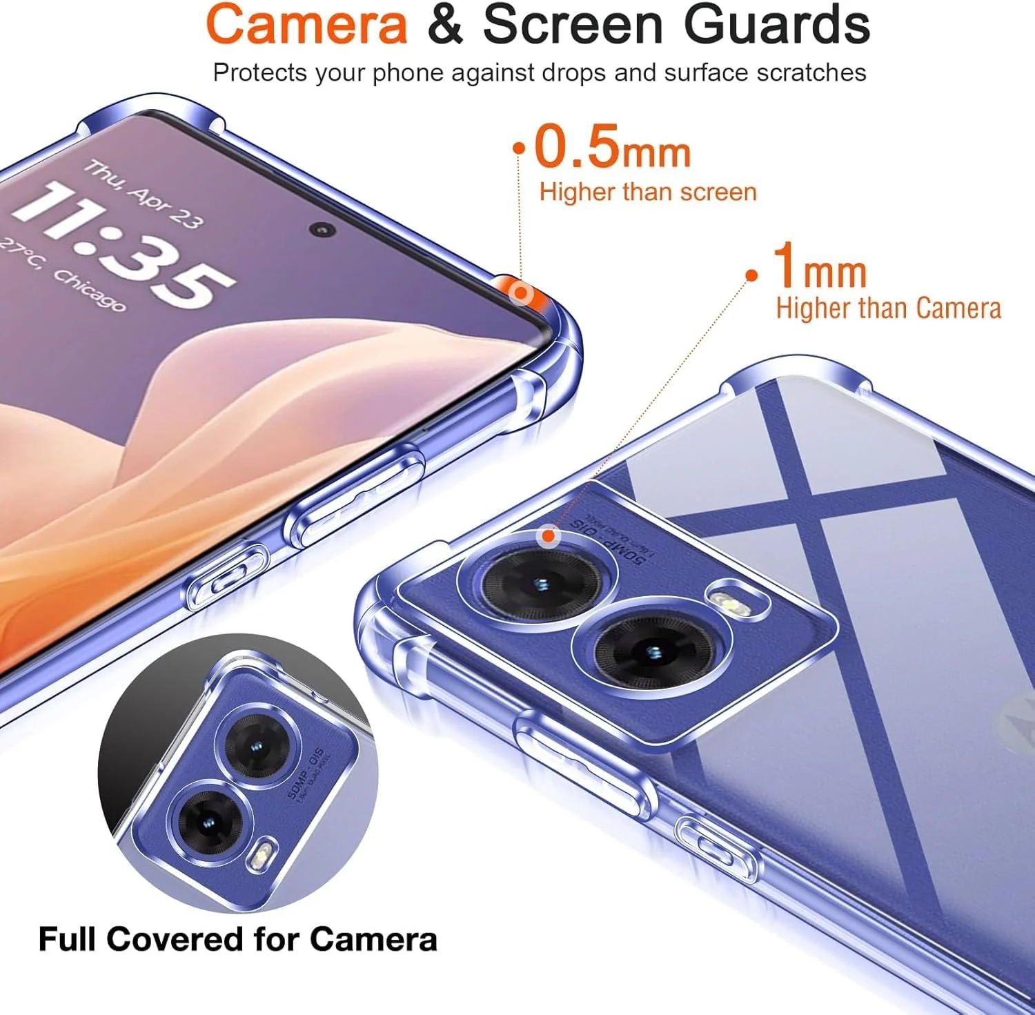 DL3 Mobilak Case Compatible with Motorola Moto G85 5G, Cover Silicone TPU Gorilla Anti-shock Protector Camera Shockproof Corners - Clear