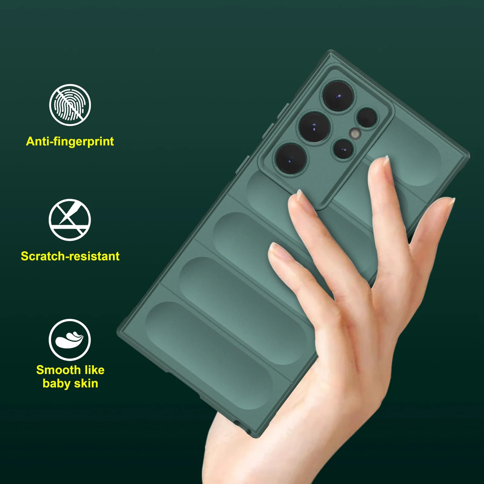 DL3 Mobilak Rugged Protective Case for Samsung Galaxy S24 Ultra, Camera protection, Shock-absorbing protection, Non-slip grip - Green